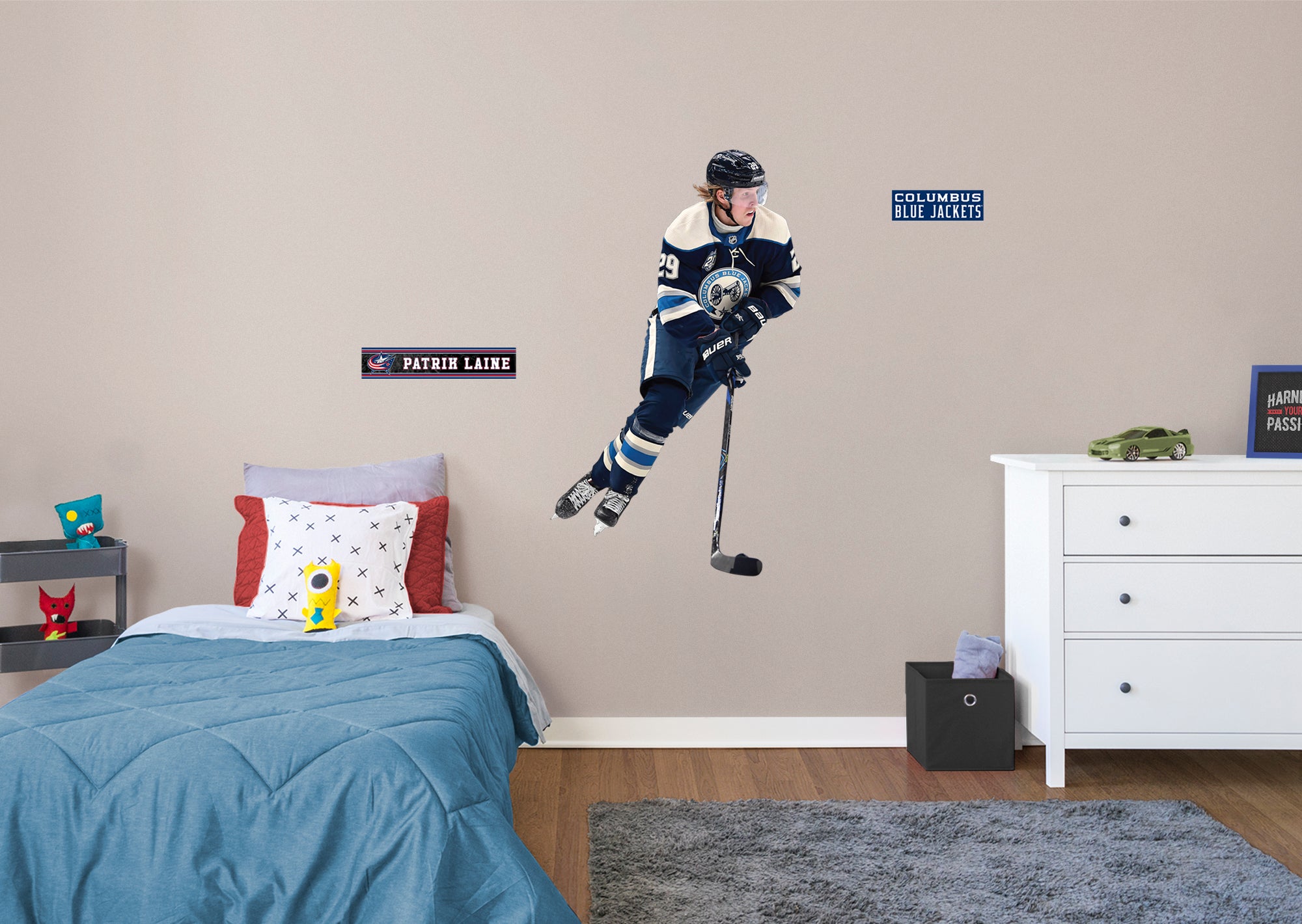 Patrik Laine 2021 for Columbus Blue Jackets - Officially Licensed NHL Removable Wall Decal Giant Athlete + 2 Decals by Fathead |