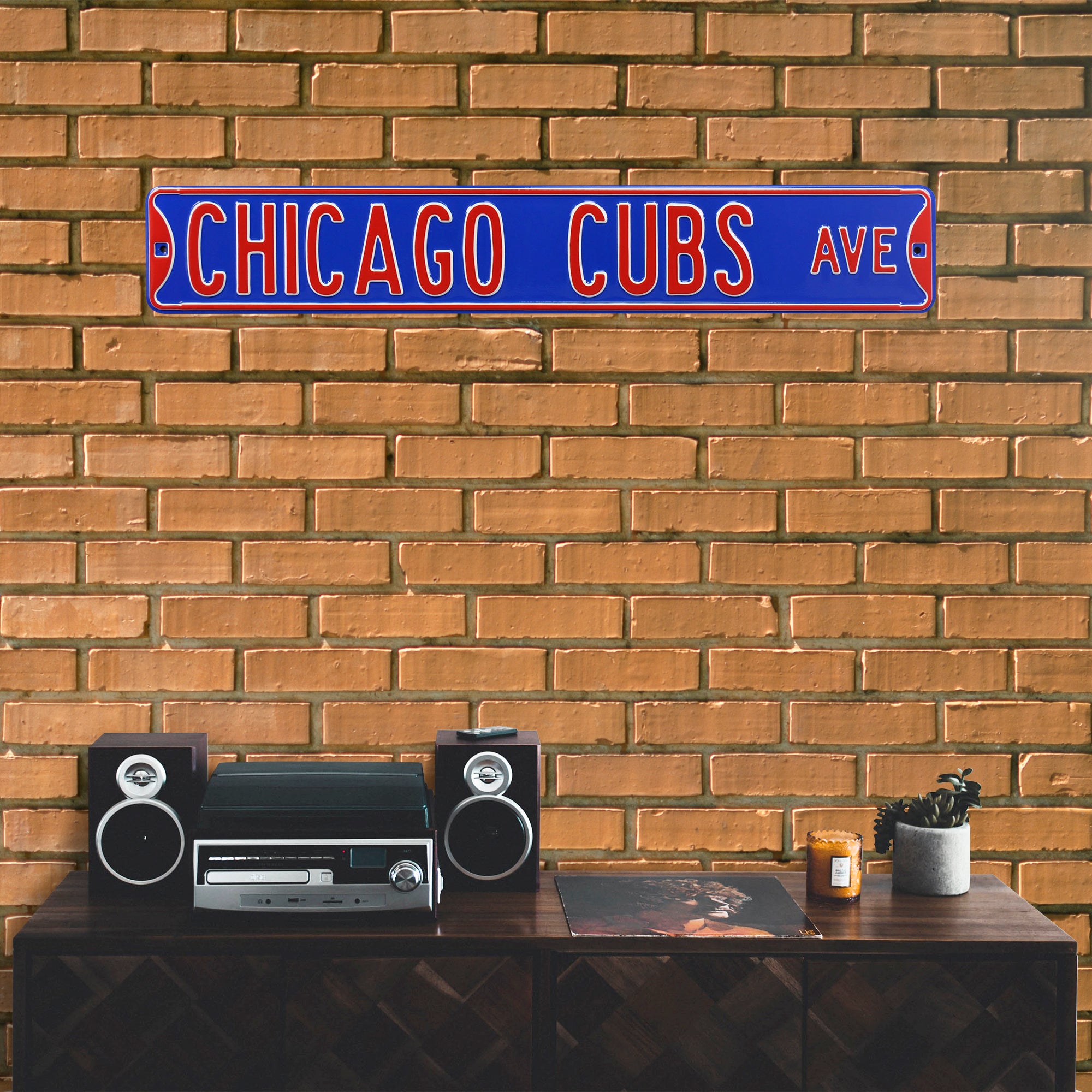 Chicago Cubs Steel Street Sign-CHICAGO CUBS AVE 36" W x 6" H by Fathead