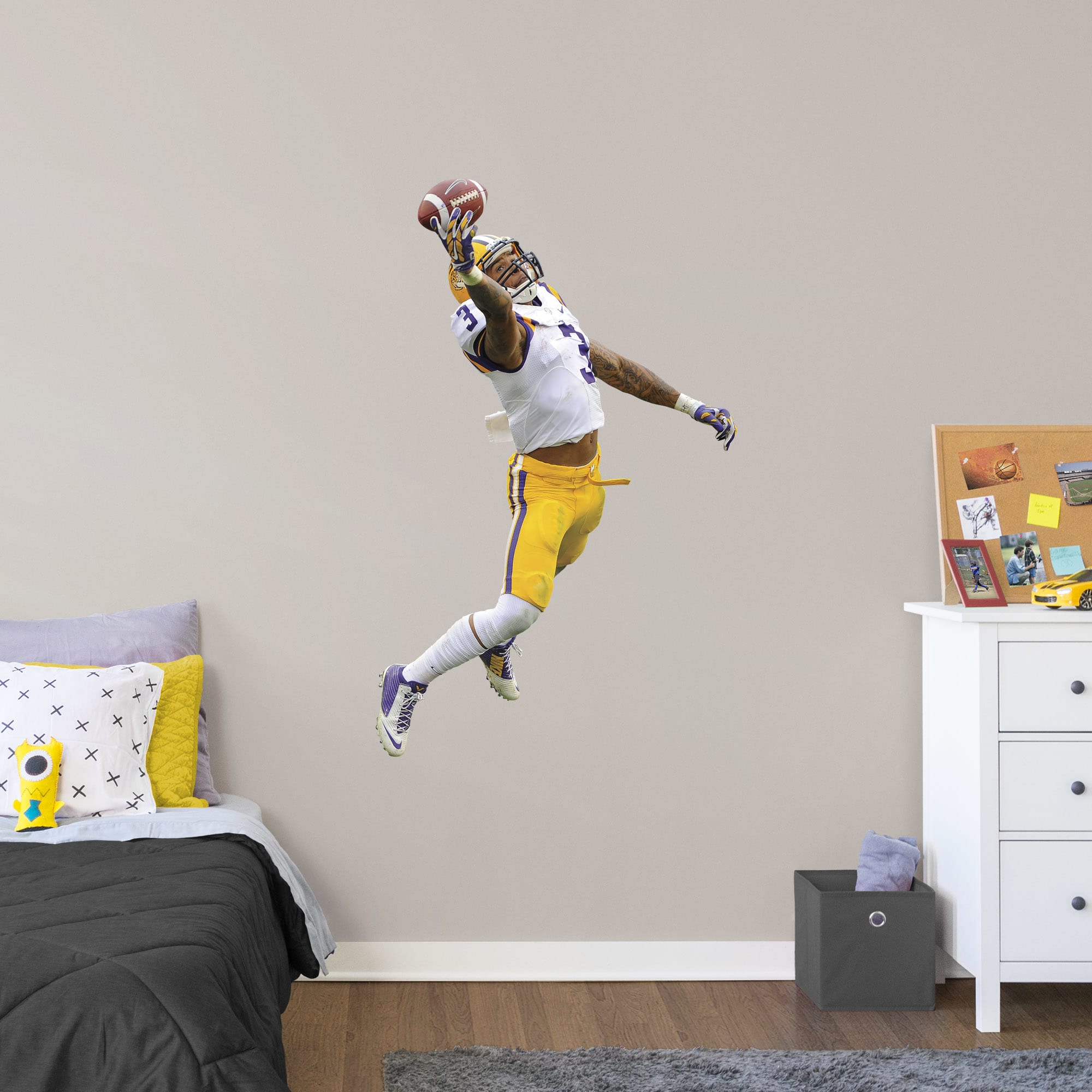 Odell Beckham Jr. for LSU Tigers: LSU - Officially Licensed Removable Wall Decal Giant Athlete + 2 Decals (32"W x 51"H) by Fathe