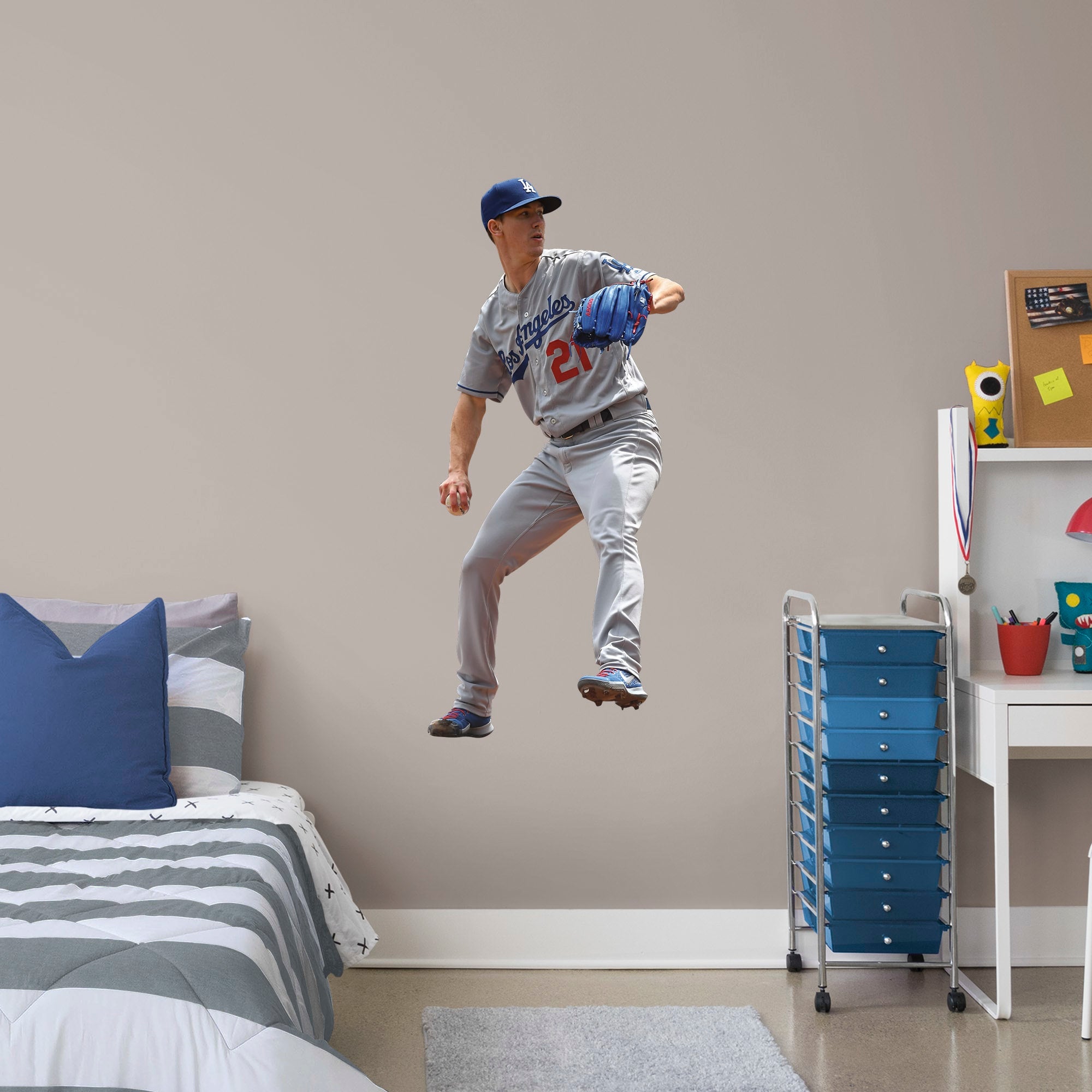Walker Buehler for Los Angeles Dodgers - Officially Licensed MLB Removable Wall Decal Giant Athlete + 2 Decals (23"W x 51"H) by