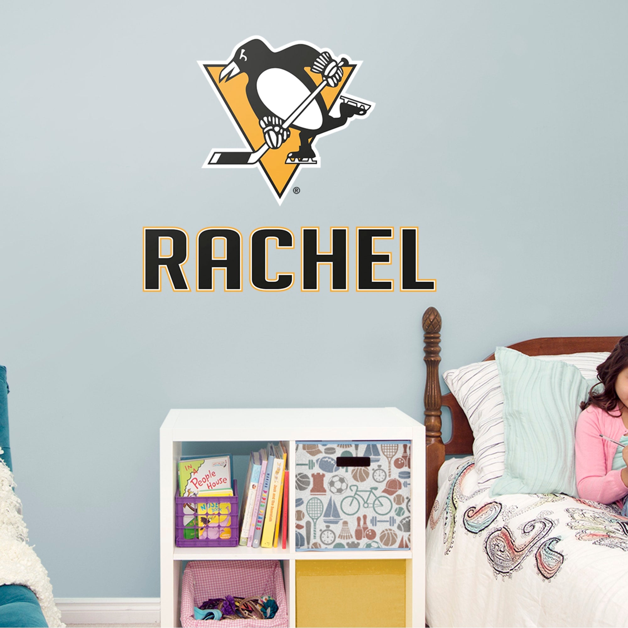 Pittsburgh Penguins: Stacked Personalized Name - Officially Licensed NHL Transfer Decal in Black (39.5"W x 52"H) by Fathead | Vi