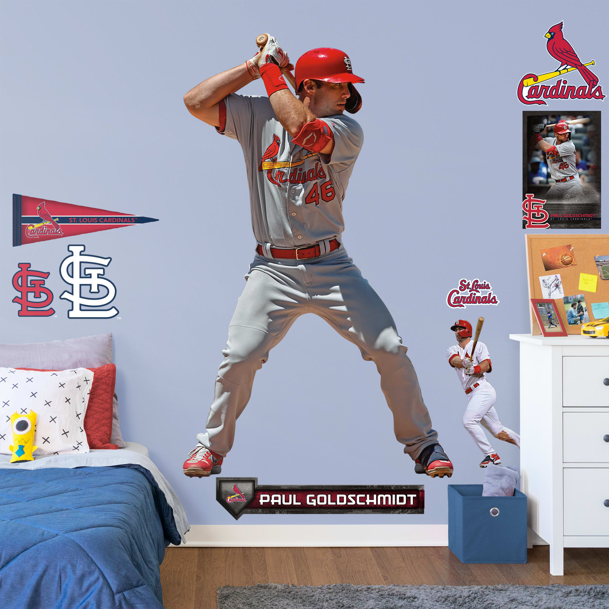 Paul Goldschmidt for St. Louis Cardinals - Officially Licensed MLB Removable Wall Decal Life-Size Athlete + 11 Decals (47"W x 78