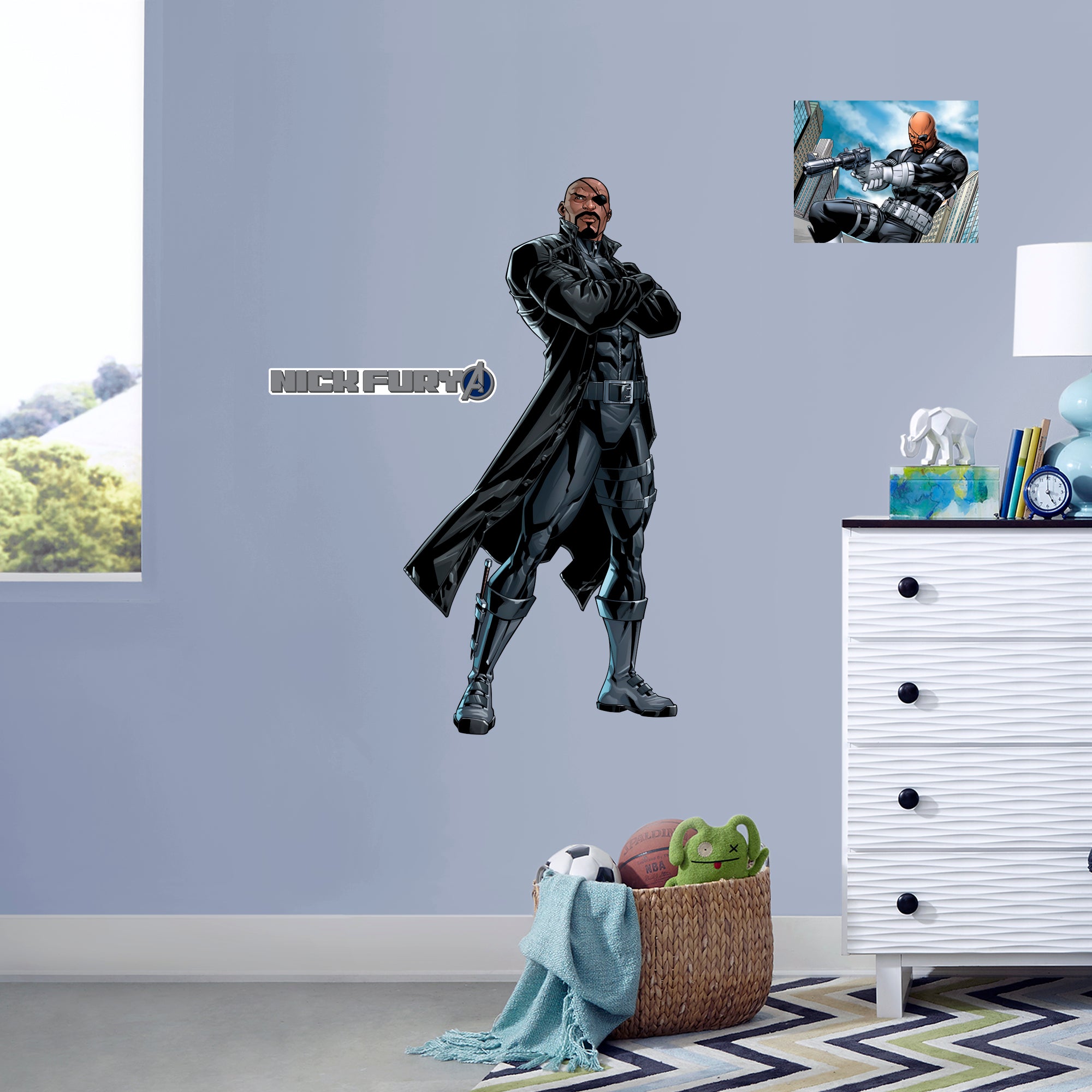 Nick Fury: Avengers Core - Officially Licensed Removable Wall Decal Giant Character + 2 Decals (25"W x 51"H) by Fathead | Vinyl
