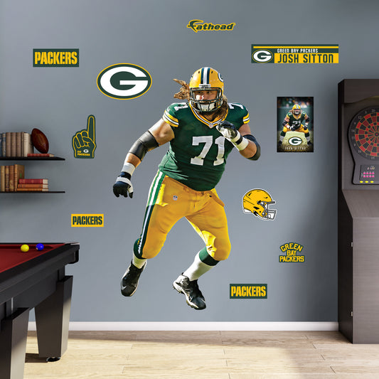 Green Bay Packers: Aaron Jones 2021 - NFL Removable Wall Adhesive Wall Decal Giant Athlete +2 Wall Decals 32W x 51H