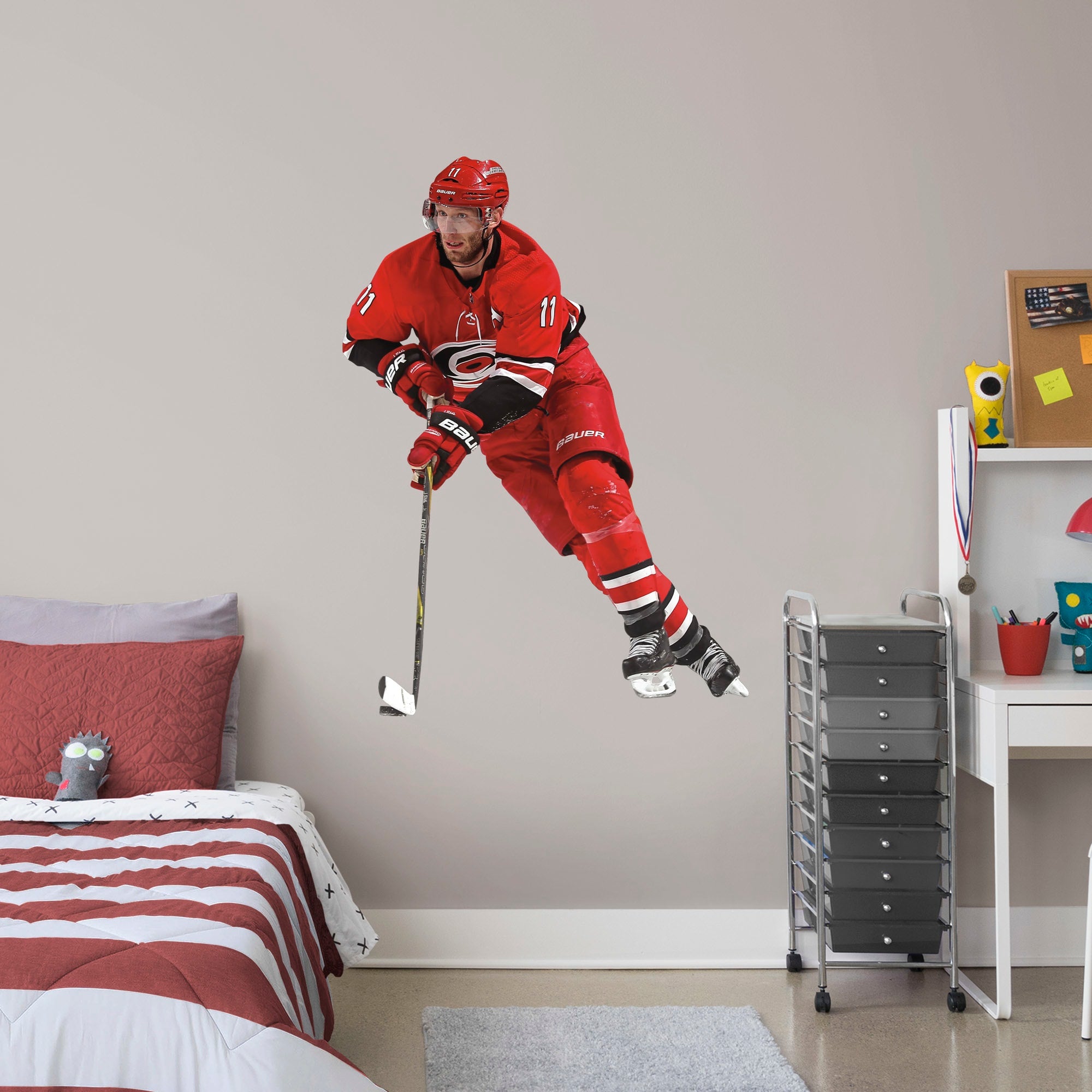 Jordan Staal for Carolina Hurricanes - Officially Licensed NHL Removable Wall Decal Giant Athlete + 2 Decals (37"W x 51"H) by Fa