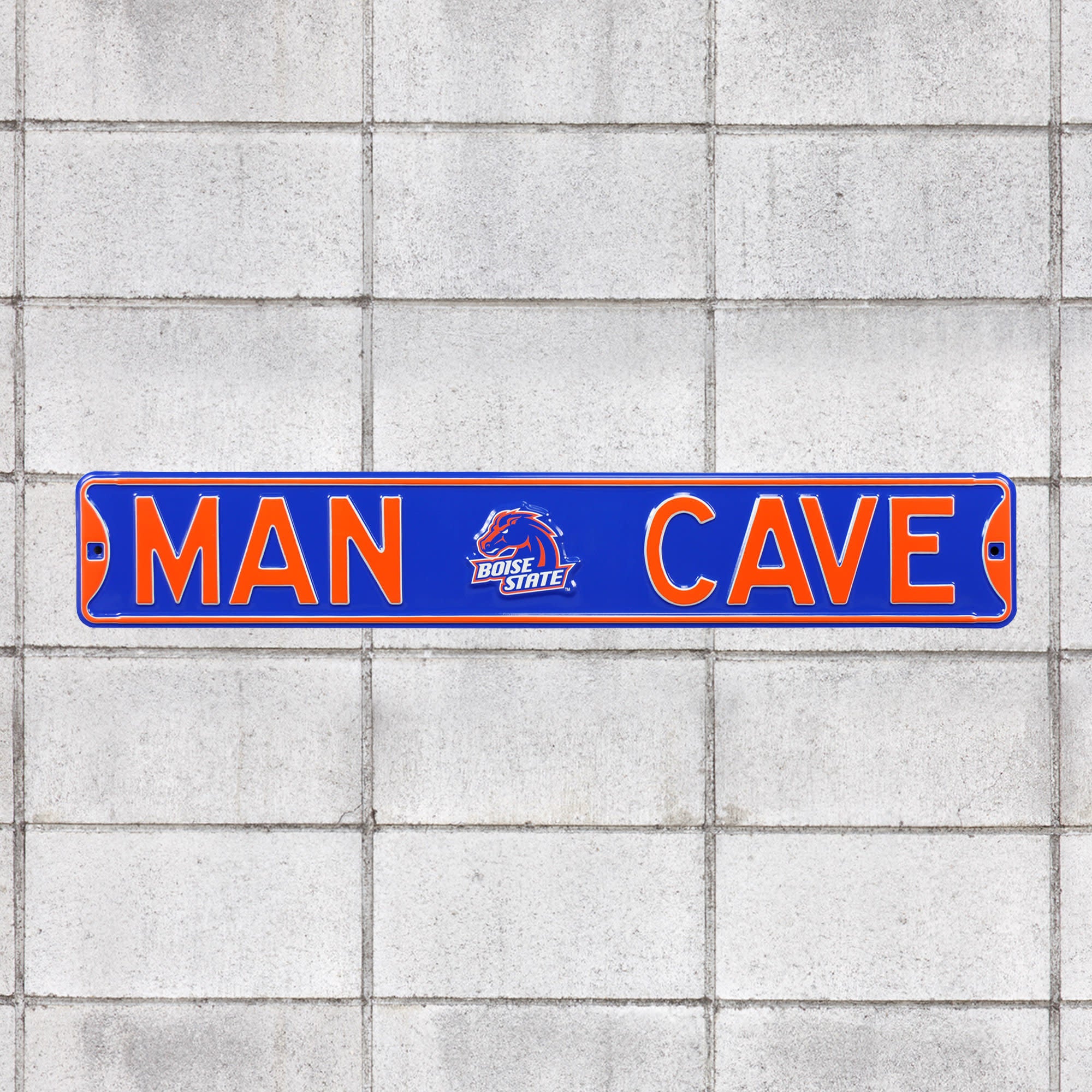 Boise State Broncos: Man Cave - Officially Licensed Metal Street Sign 36.0"W x 6.0"H by Fathead | 100% Steel