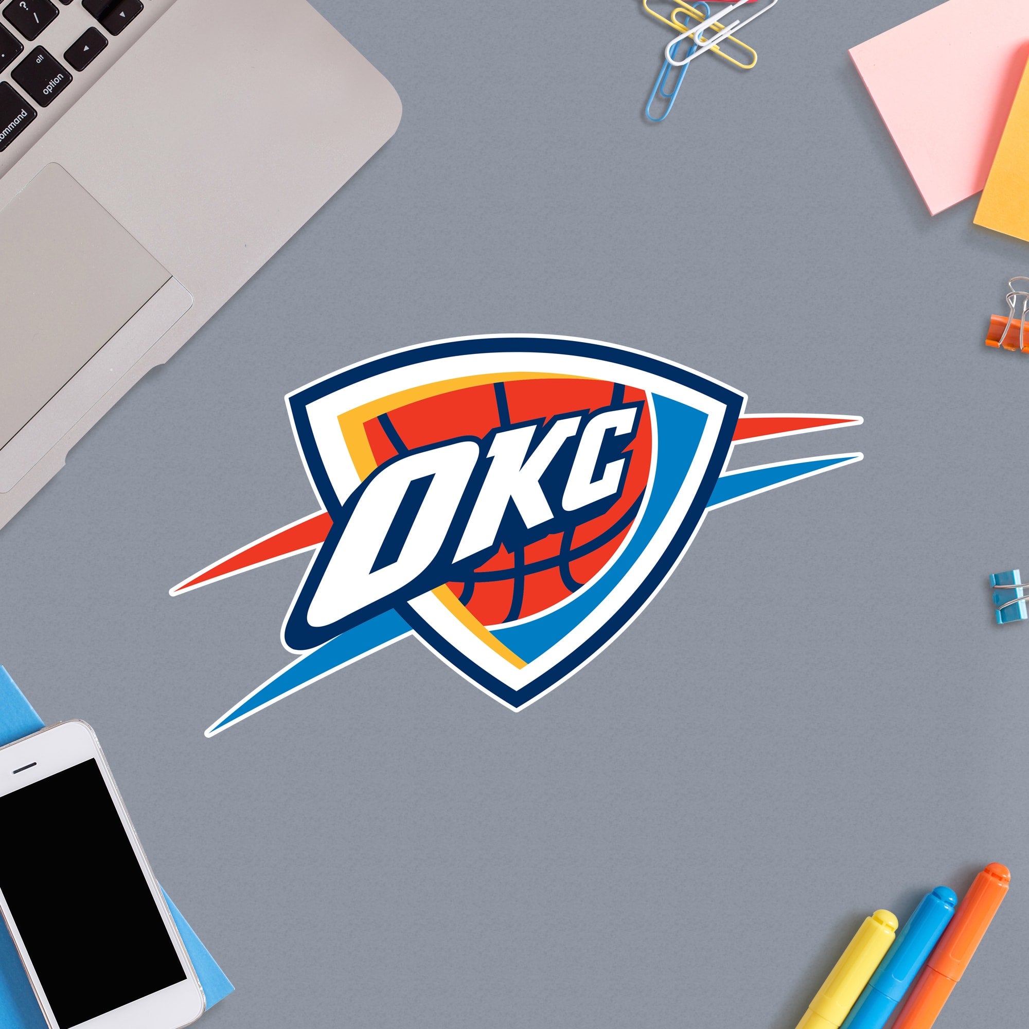 Oklahoma City Thunder: Logo - Officially Licensed NBA Removable Wall Decal Large by Fathead | Vinyl