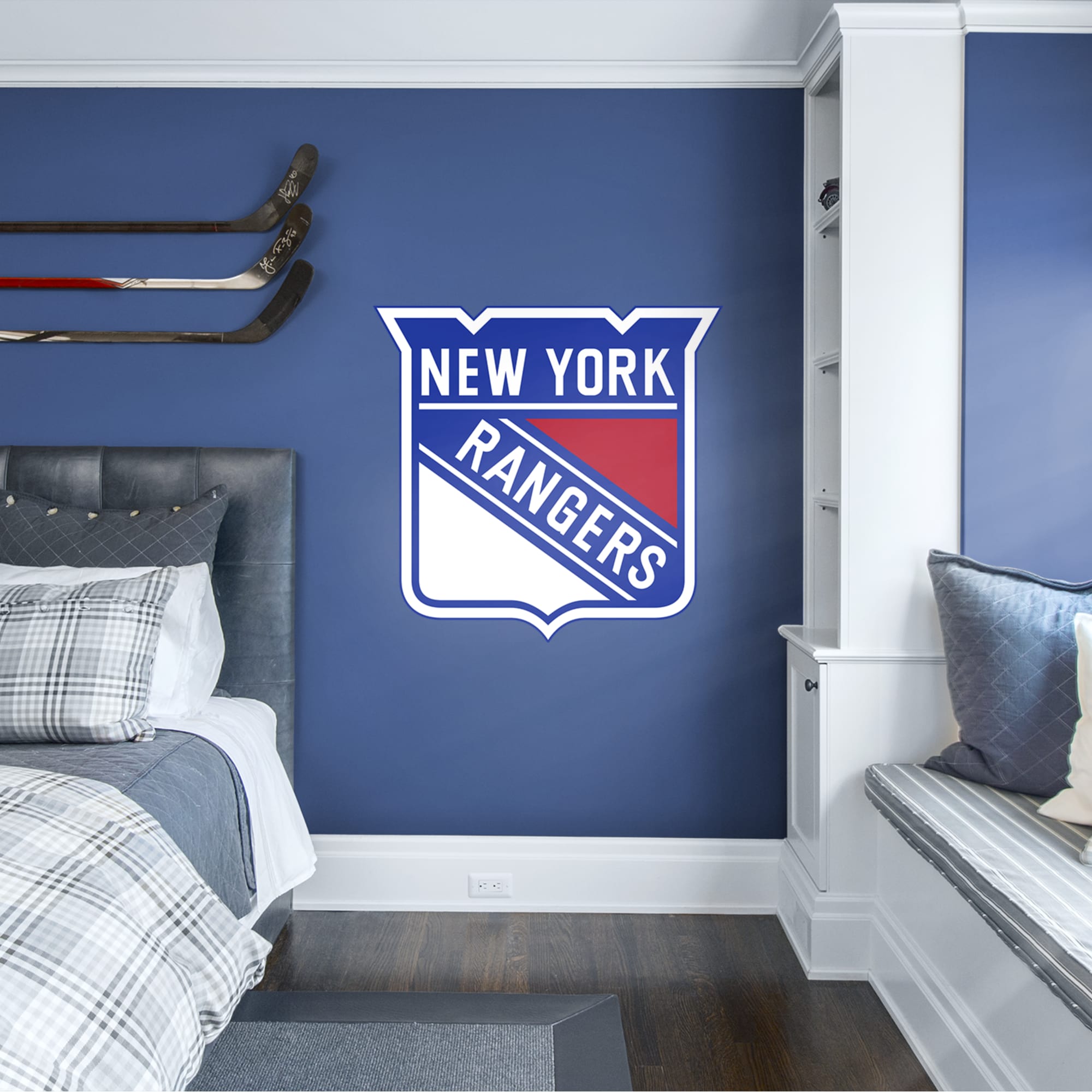 New York Rangers: Logo - Officially Licensed NHL Removable Wall Decal Giant Logo (38"W x 37"H) by Fathead | Vinyl