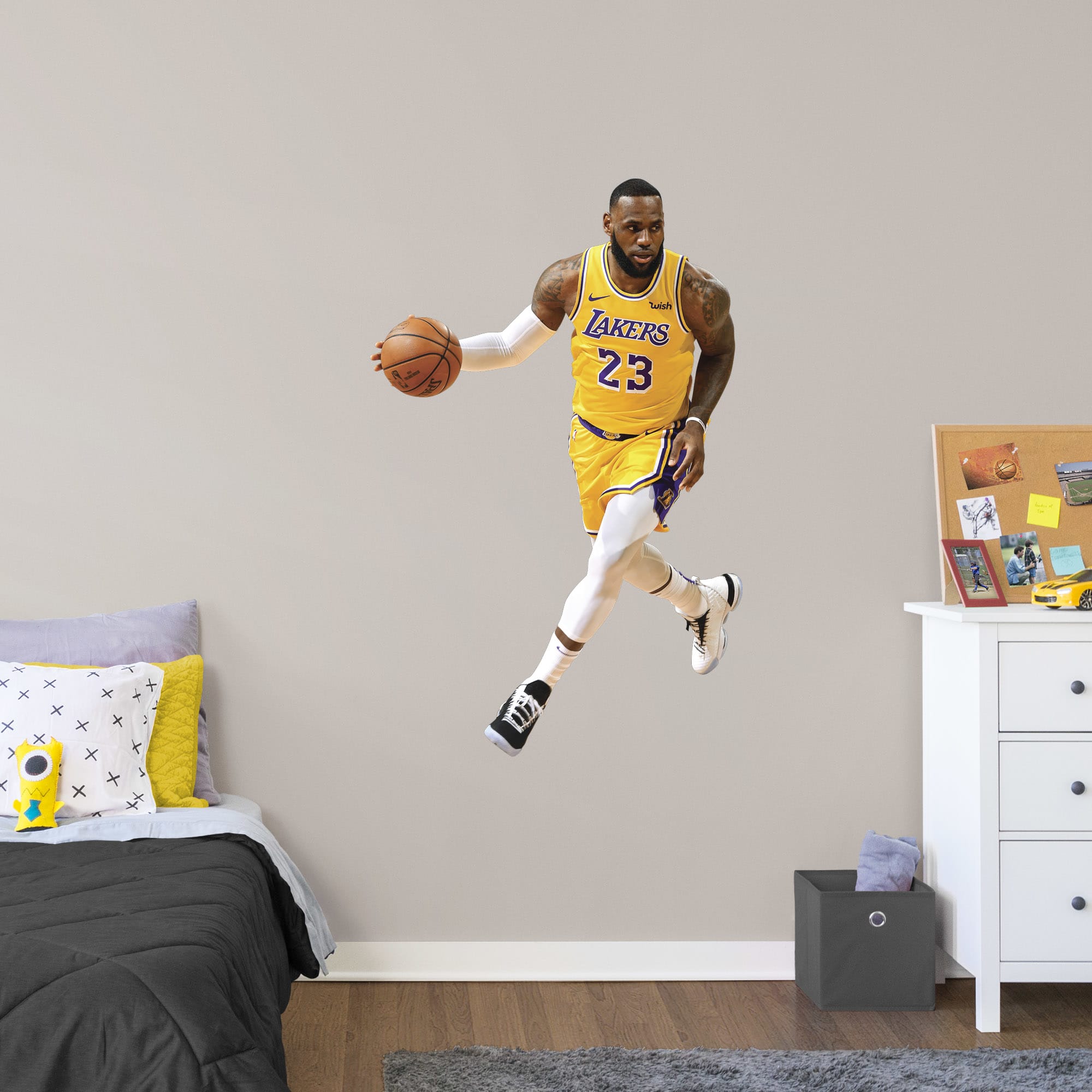 LeBron James for Los Angeles Lakers: Fast Break - Officially Licensed NBA Removable Wall Decal Giant Athlete + 2 Decals (33"W x
