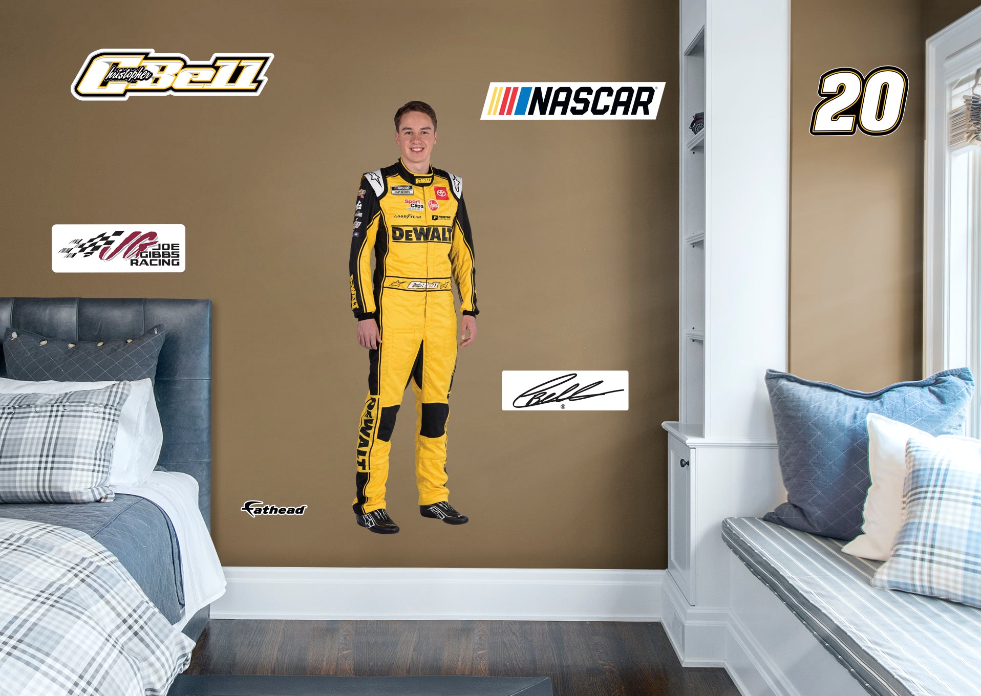 Christopher Bell 2021 Driver - Officially Licensed NASCAR Removable Wall Decal Life-Size Character + 5 Decals (22"W x 72"H) by F
