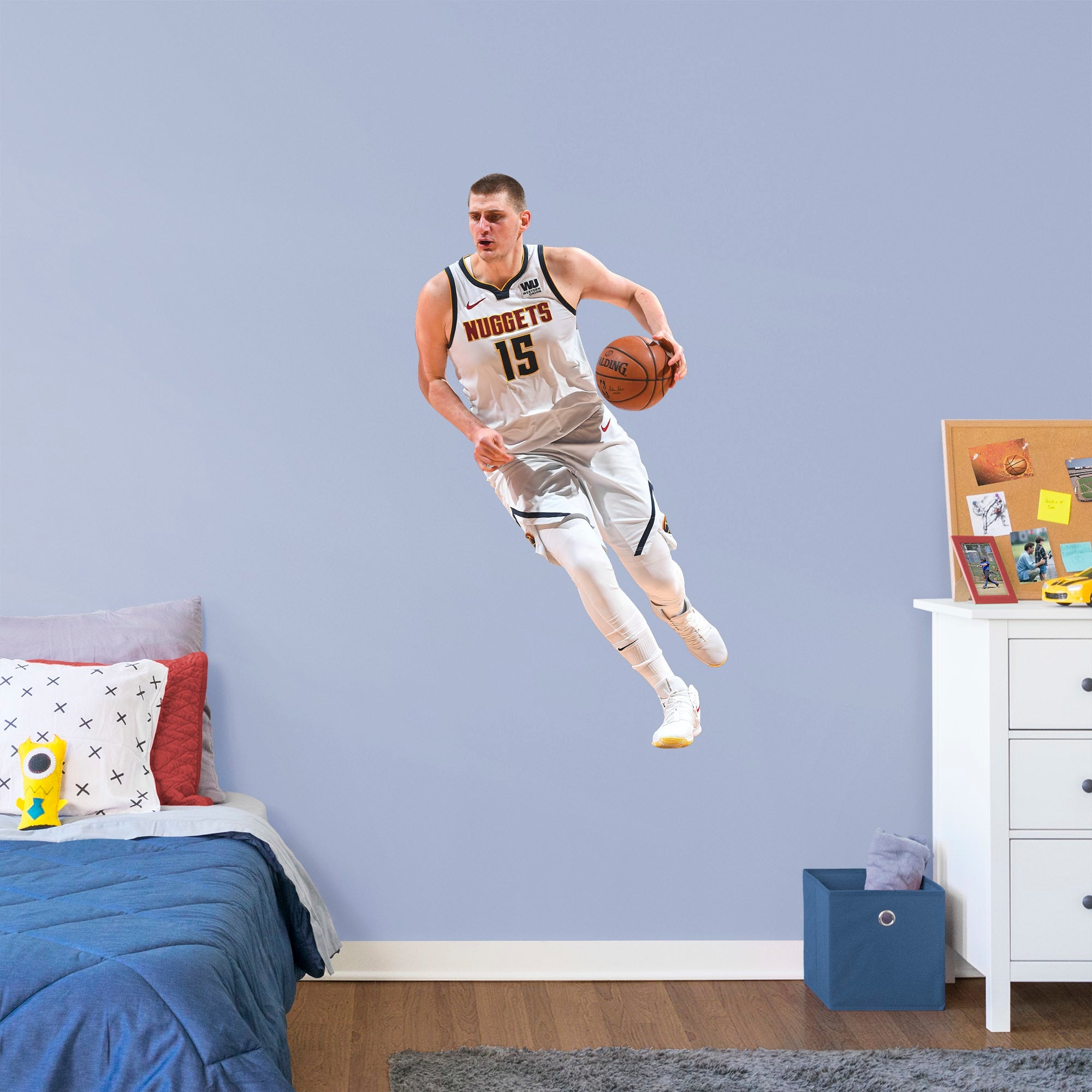 Nikola Jokic for Denver Nuggets - Officially Licensed NBA Removable Wall Decal Giant Athlete + 2 Decals (28"W x 51"H) by Fathead