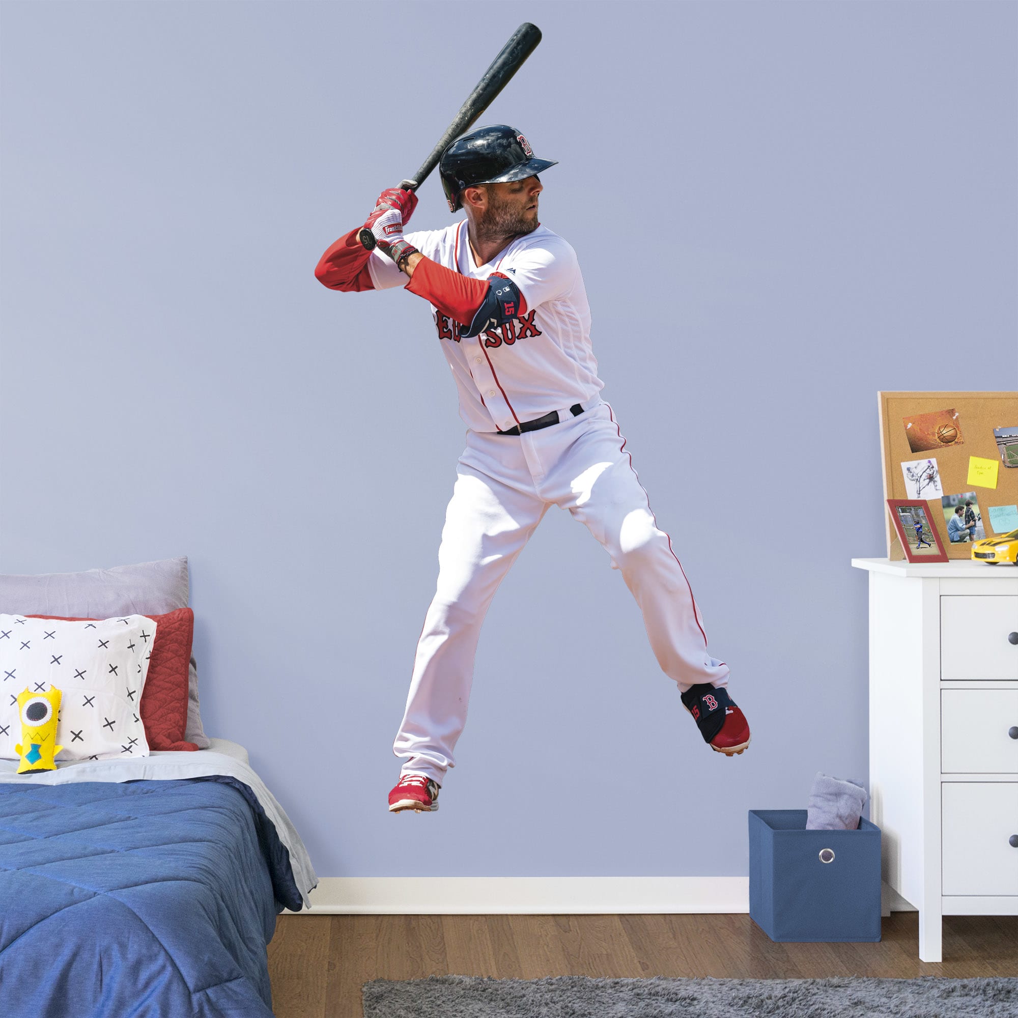 Dustin Pedroia for Boston Red Sox - Officially Licensed MLB Removable Wall Decal Life-Size Athlete + 2 Decals (46"W x 84"H) by F