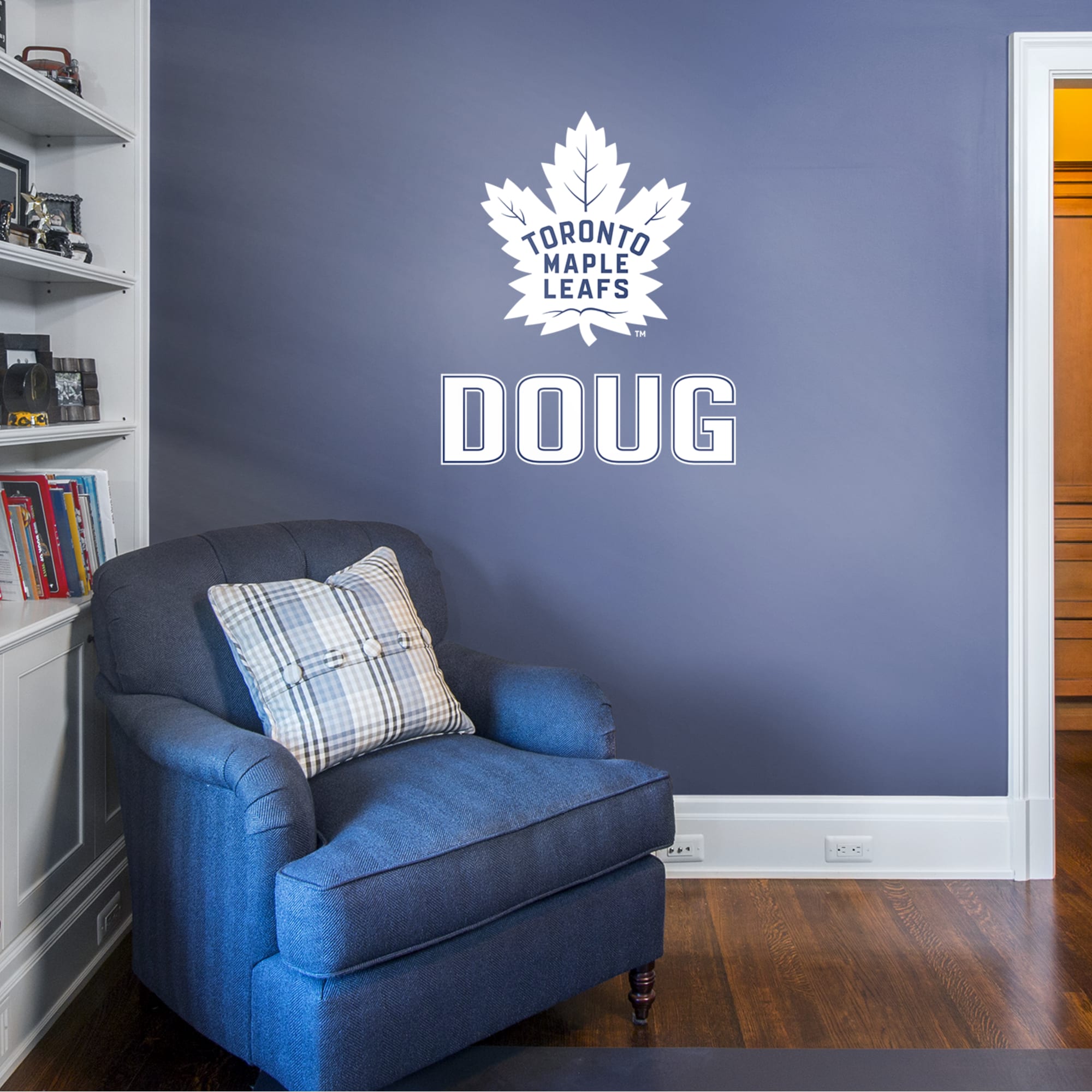 Toronto Maple Leafs: Stacked Personalized Name - Officially Licensed NHL Transfer Decal in White/White (39.5"W x 52"H) by Fathea