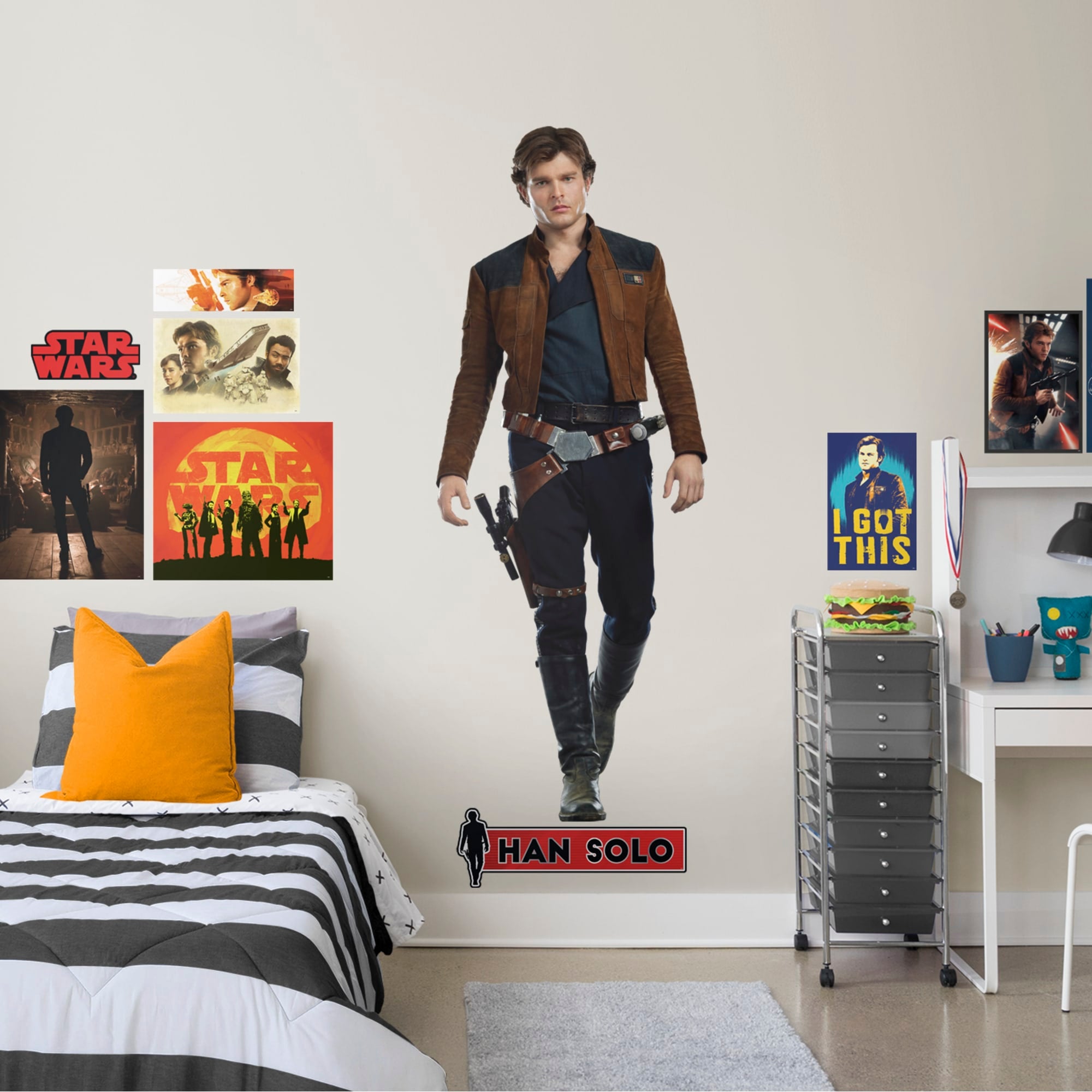 Han Solo - Officially Licensed Removable Wall Decal Life-Size Character + 11 Decals (30"W x 78"H) by Fathead | Vinyl