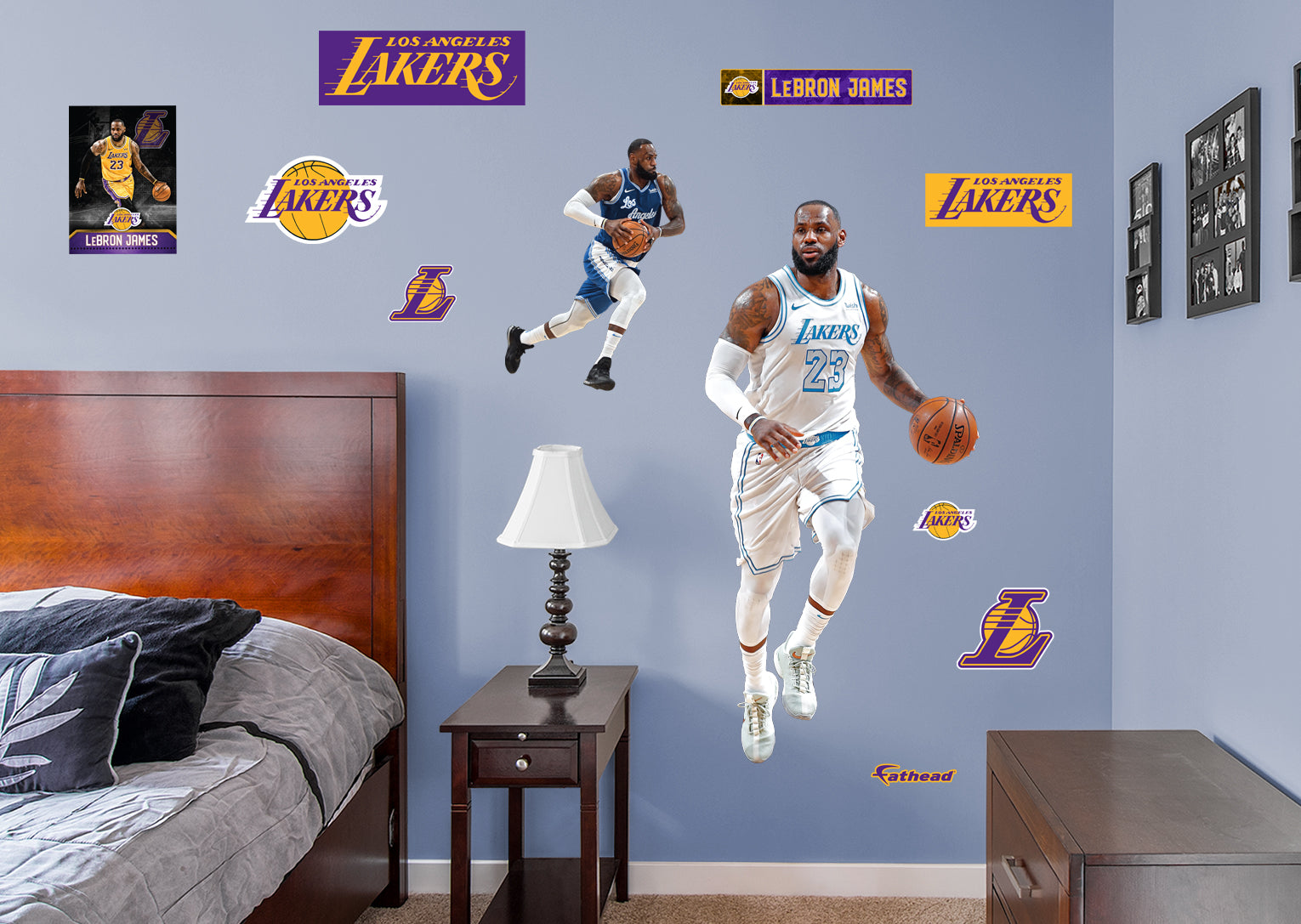 LeBron James 2021 City Jersey for Los Angeles Lakers - Officially Licensed NBA Removable Wall Decal Life-Size Athlete + 10 Decal