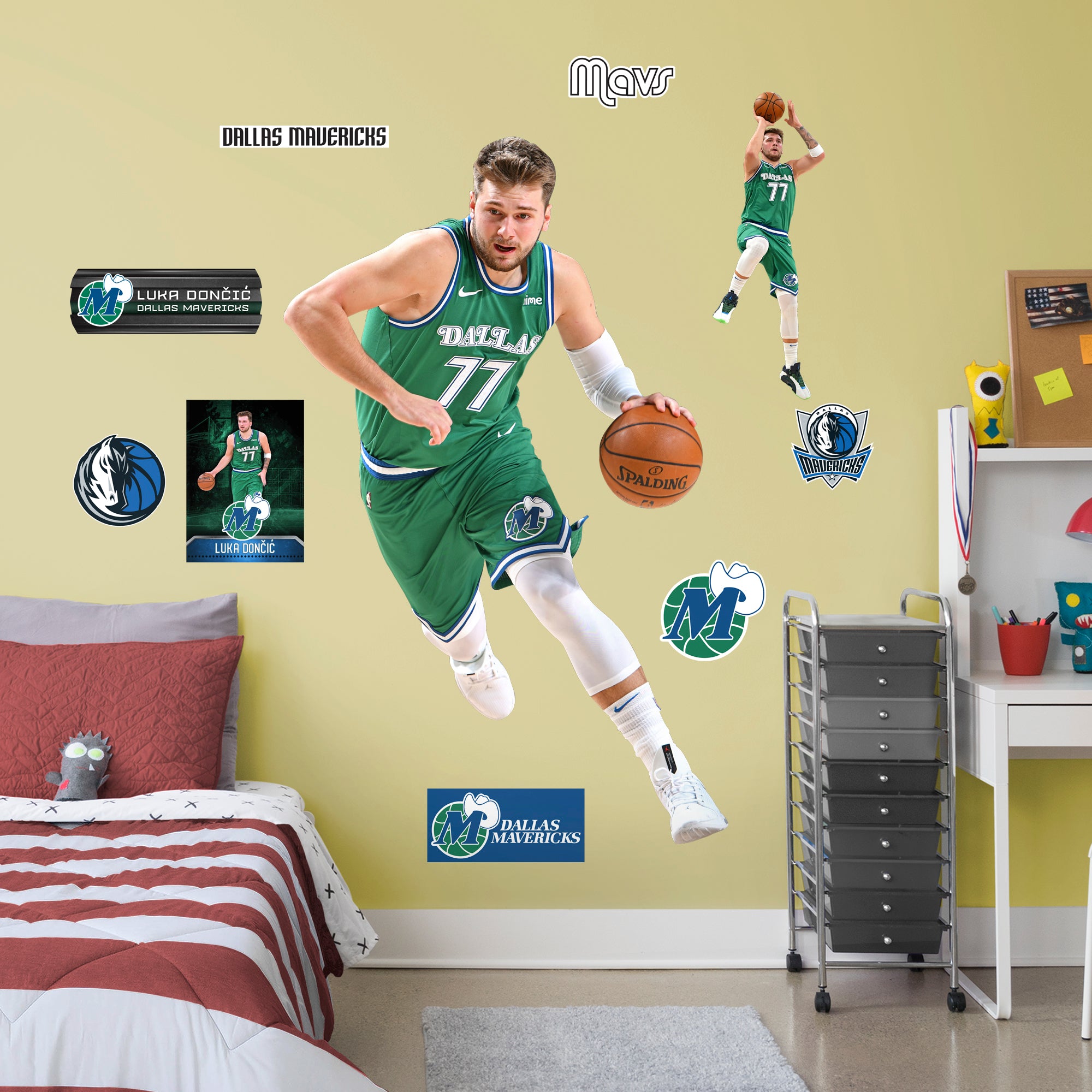 Luka Don?i? 2021 Classic Jersey - Officially Licensed NBA Removable Wall Decal Life-Size Athlete + 9 Decals (47"W x 74"H) by F