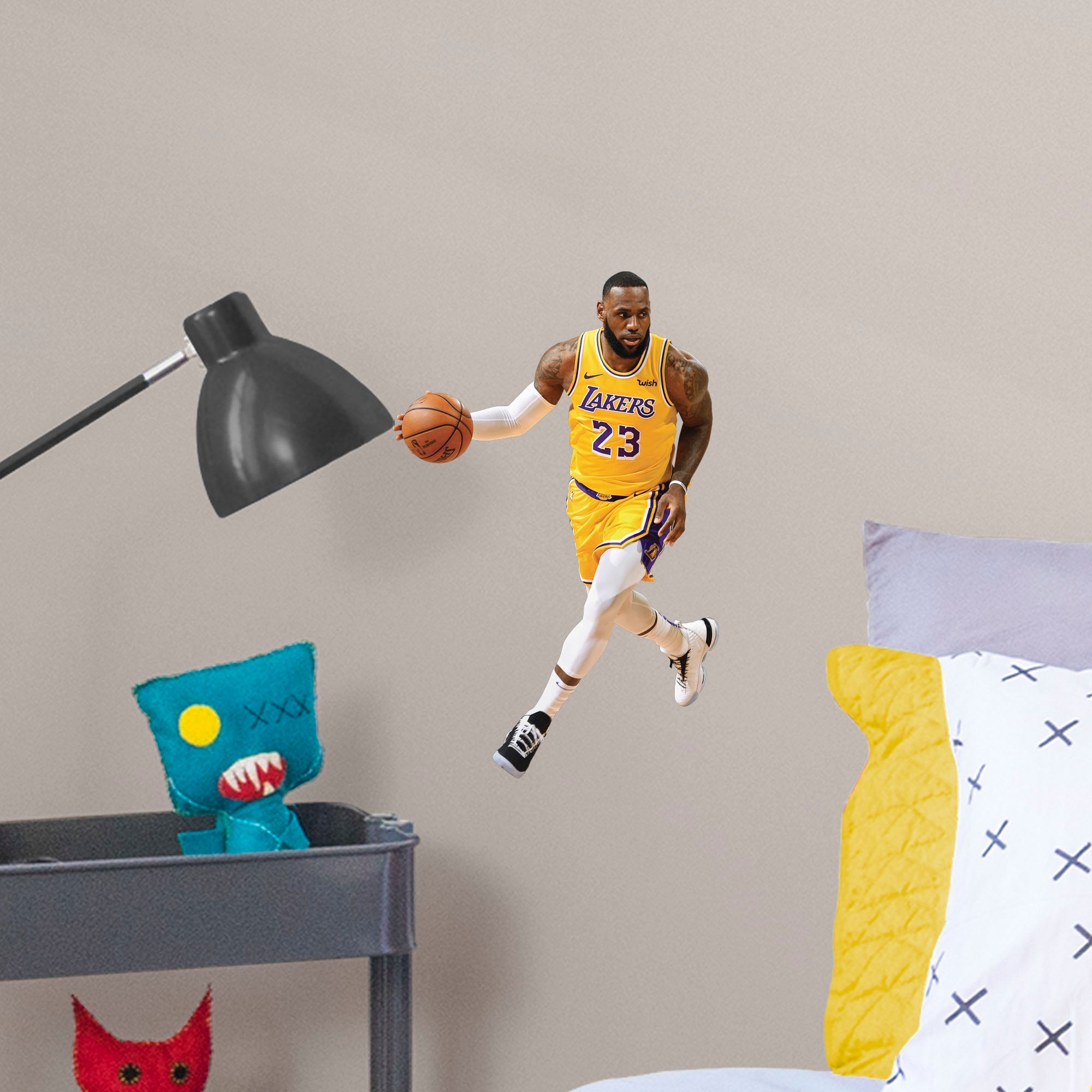 LeBron James for Los Angeles Lakers: Fast Break - Officially Licensed NBA Removable Wall Decal Large by Fathead | Vinyl