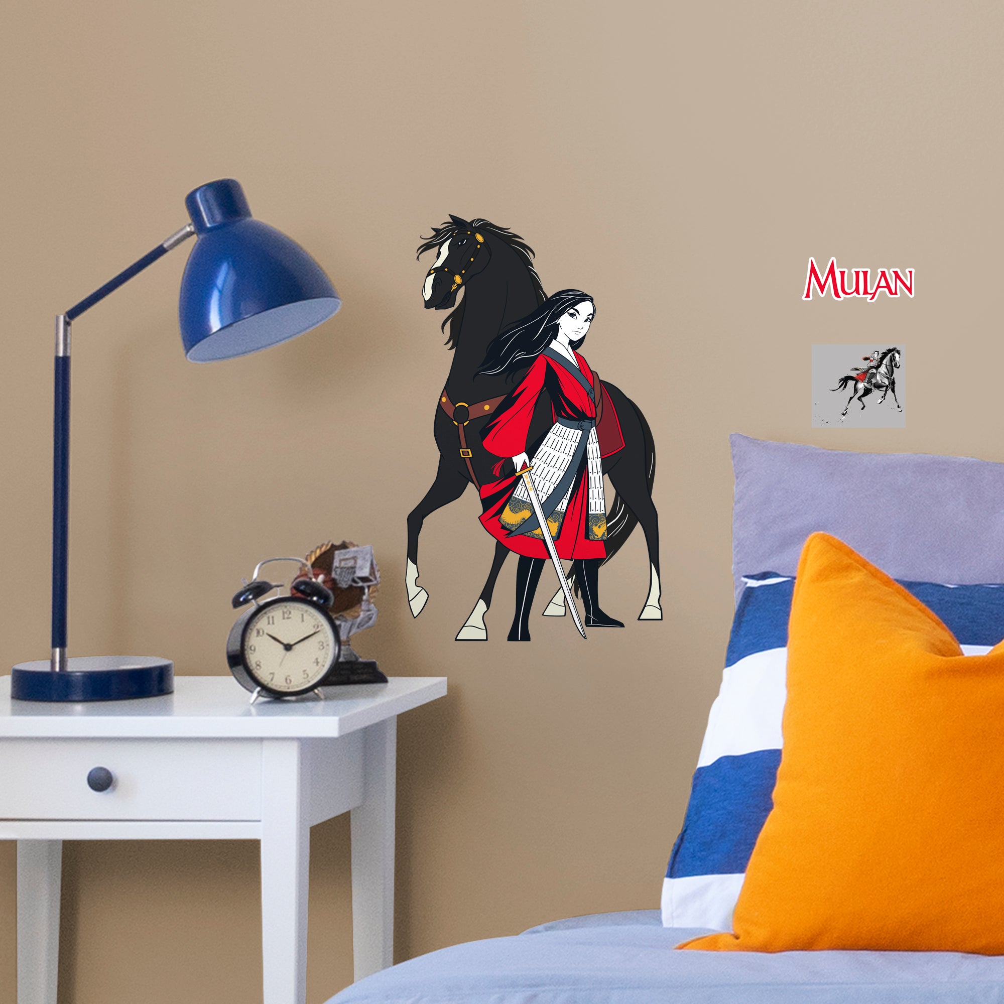 Mulan & Black Wind-Officially Licensed Disney Removable Wall Decal Large by Fathead | Vinyl