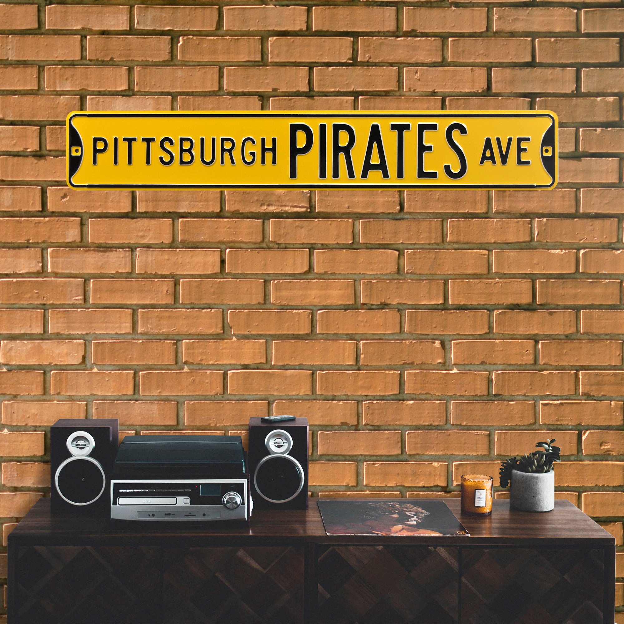 Pittsburgh Pirates Steel Street Sign-PITTSBURGH PIRATES AVE 36" W x 6" H by Fathead