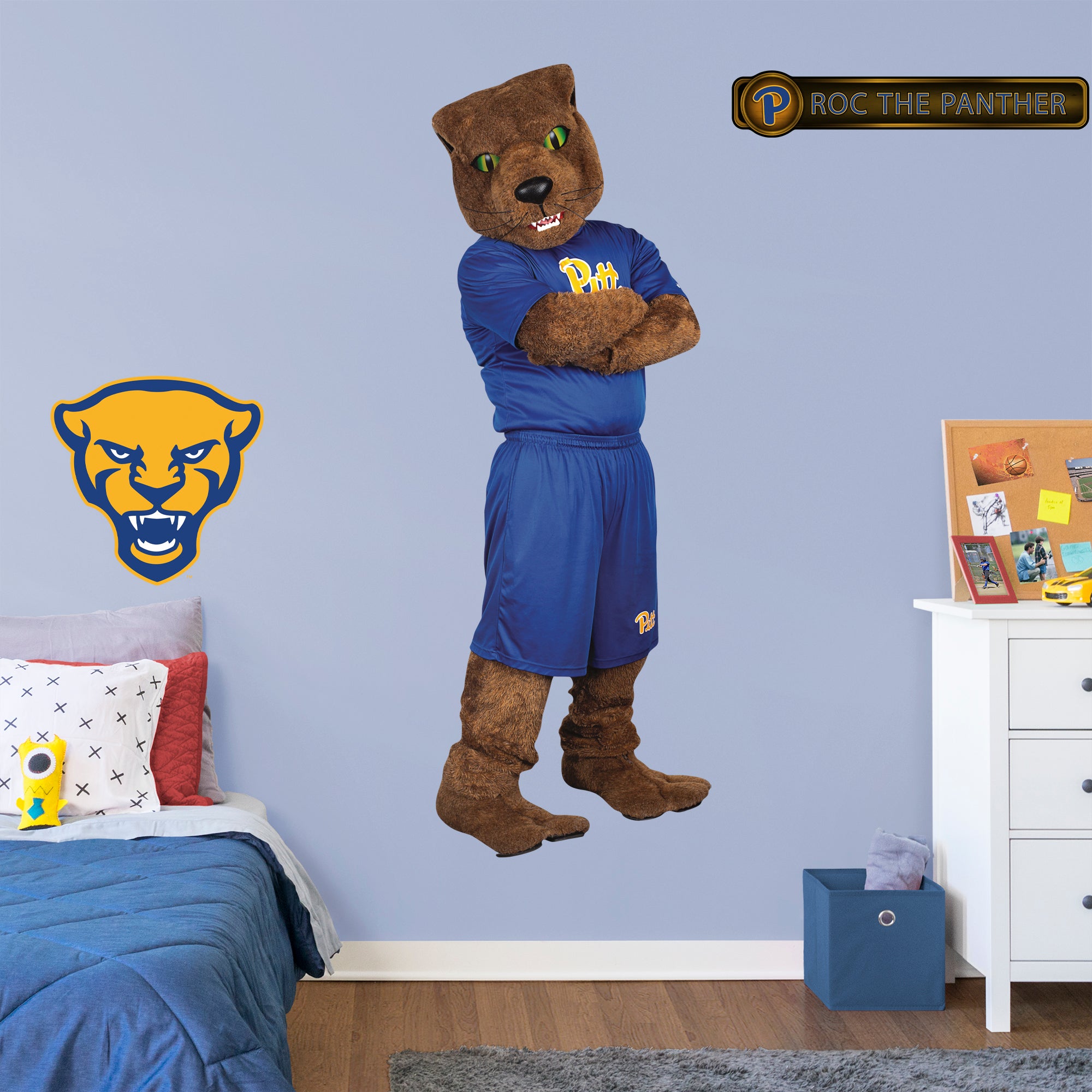 Pittsburgh Panthers: Roc the Panther Mascot - Officially Licensed Removable Wall Decal Life-Size Mascot + 2 Decals by Fathead |