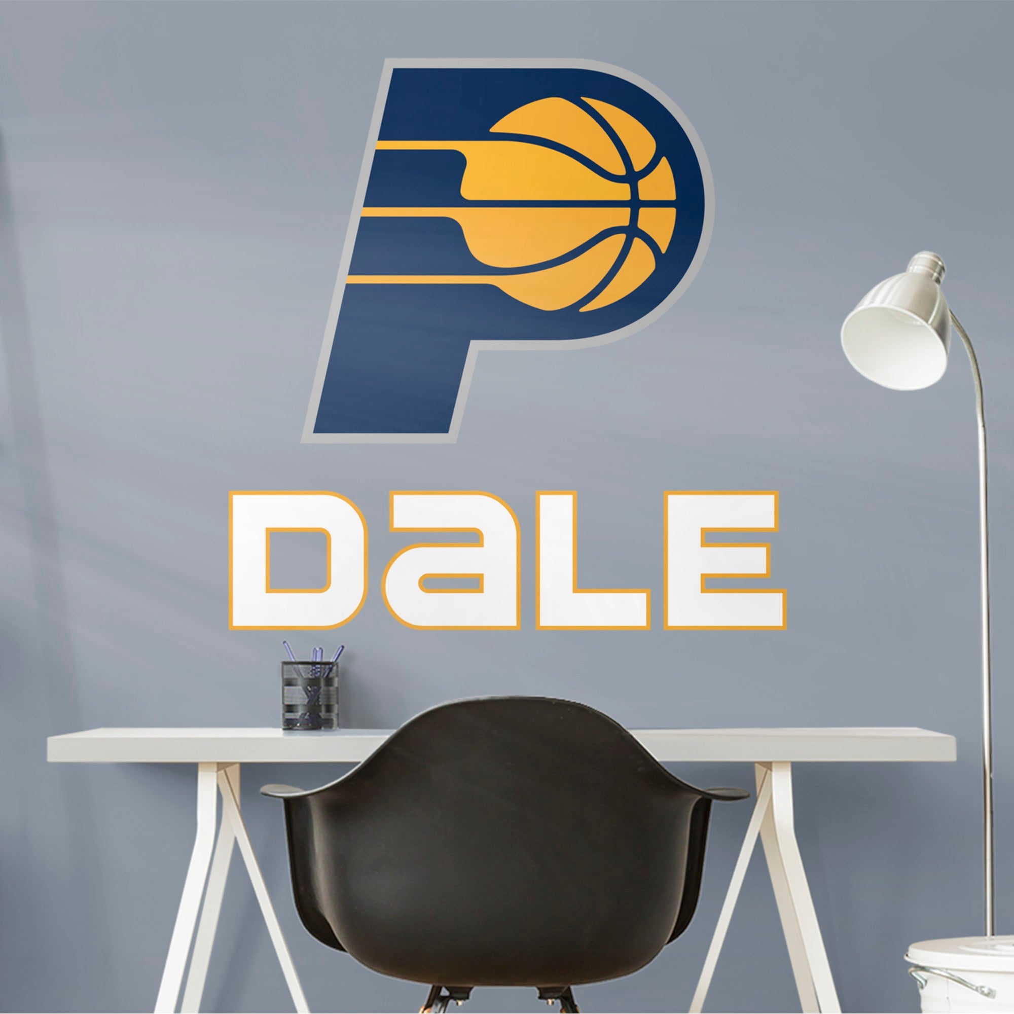 Indiana Pacers: Stacked Personalized Name - Officially Licensed NBA Transfer Decal in White (39.5"W x 52"H) by Fathead | Vinyl