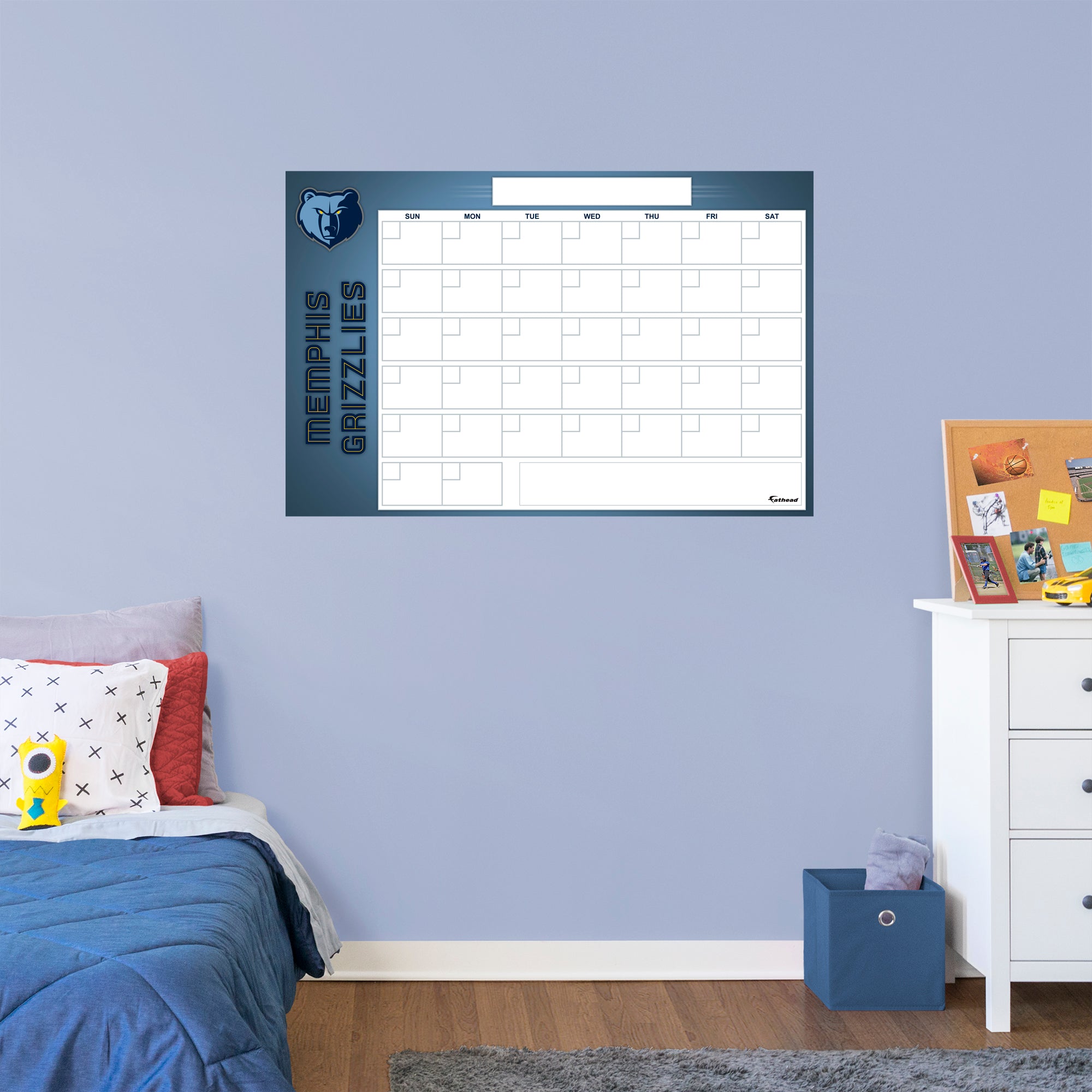 Memphis Grizzlies Dry Erase Calendar - Officially Licensed NBA Removable Wall Decal Giant Decal (34"W x 52"H) by Fathead | Vinyl