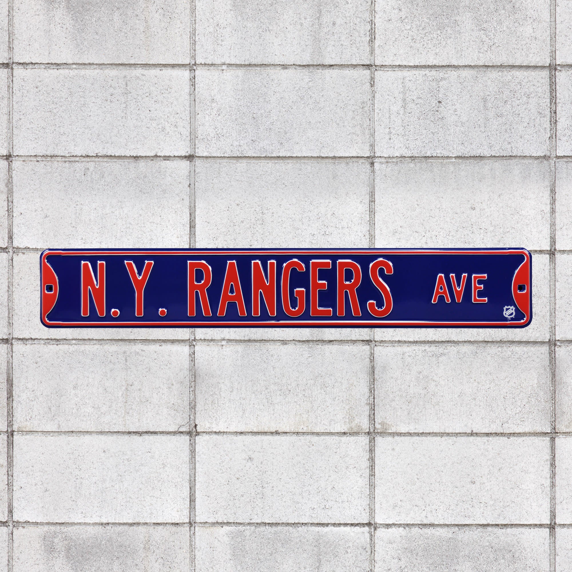 New York Rangers: New York Rangers Avenue - Officially Licensed NHL Metal Street Sign 36.0"W x 6.0"H by Fathead | 100% Steel