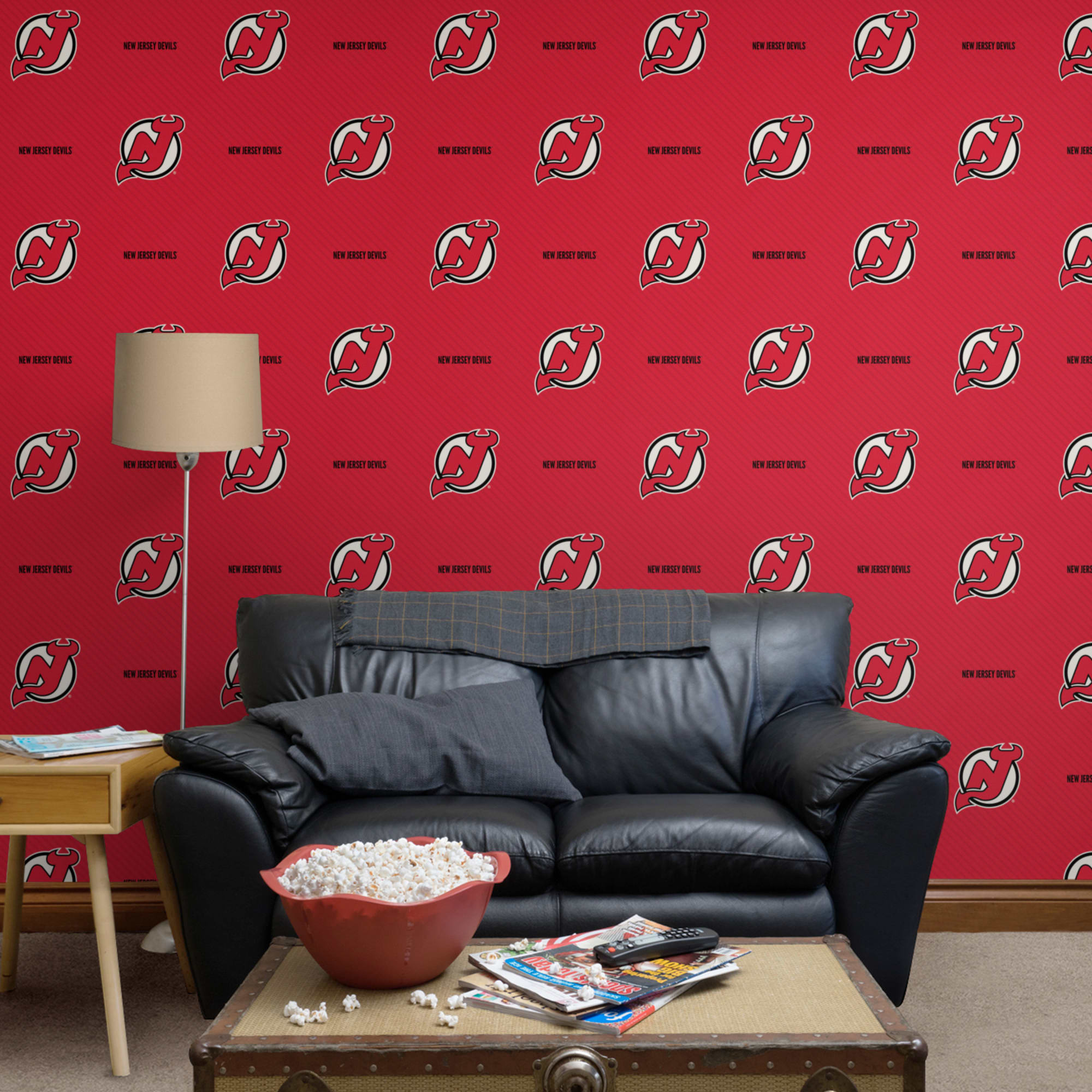 New Jersey Devils: Stripes Pattern - Officially Licensed NHL Removable Wallpaper 12" x 12" Sample by Fathead