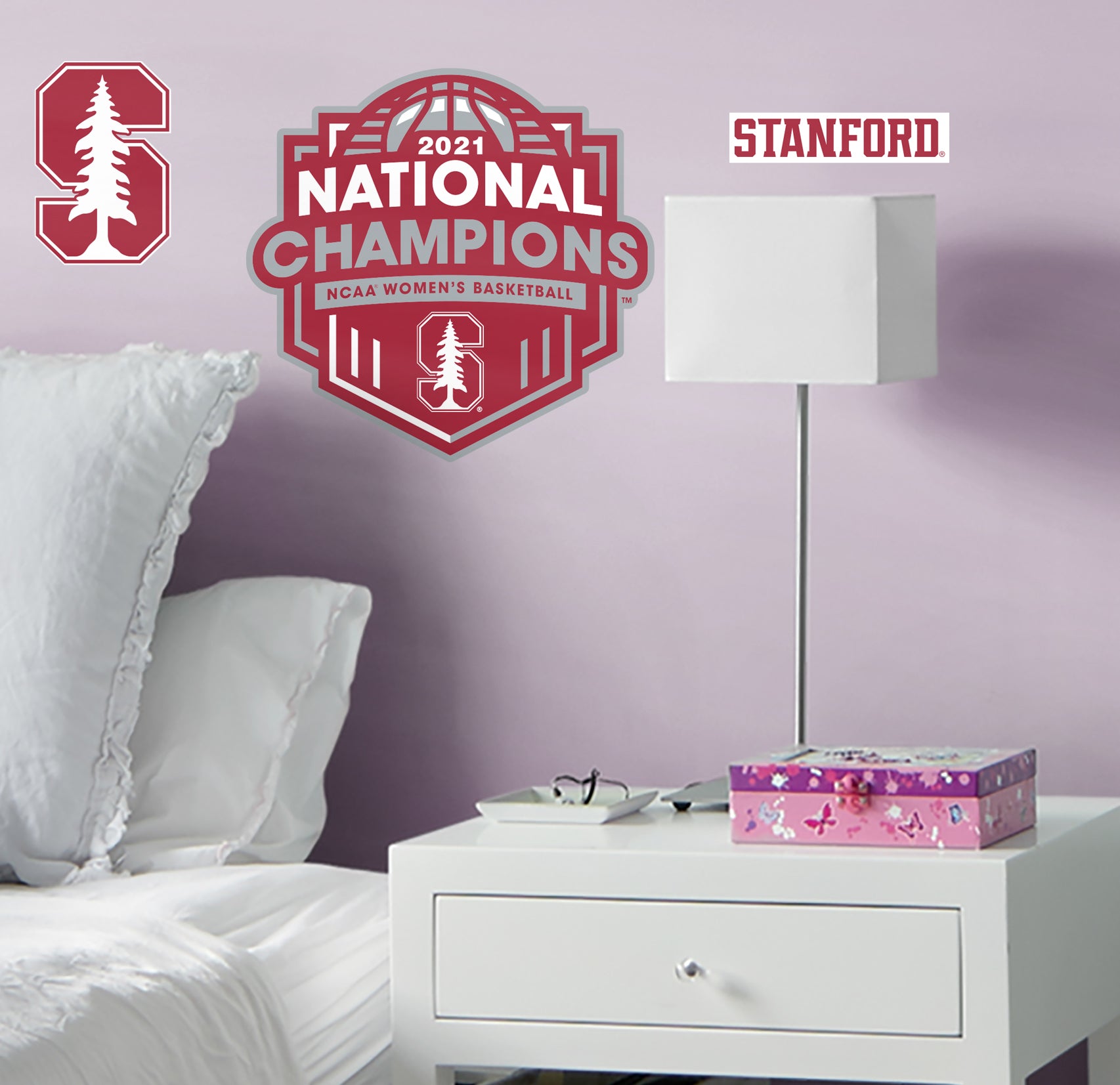 Stanford Cardinal 2021 Womens Basketball Champions Logo - Officially Licensed NCAA Removable Wall Decal Large by Fathead | Vinyl