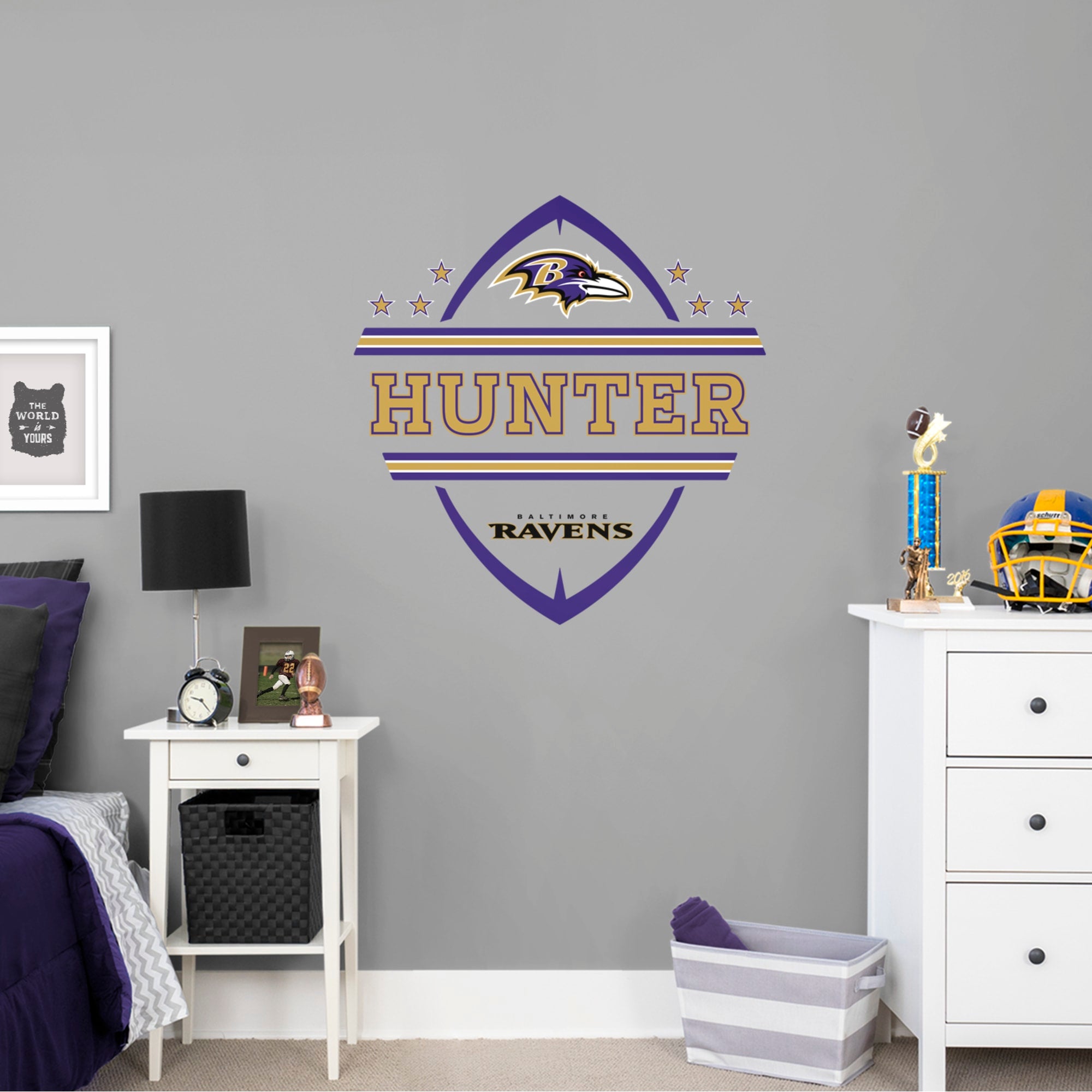 Baltimore Ravens: Personalized Name - Officially Licensed NFL Transfer Decal 51.0"W x 38.0"H by Fathead | Vinyl