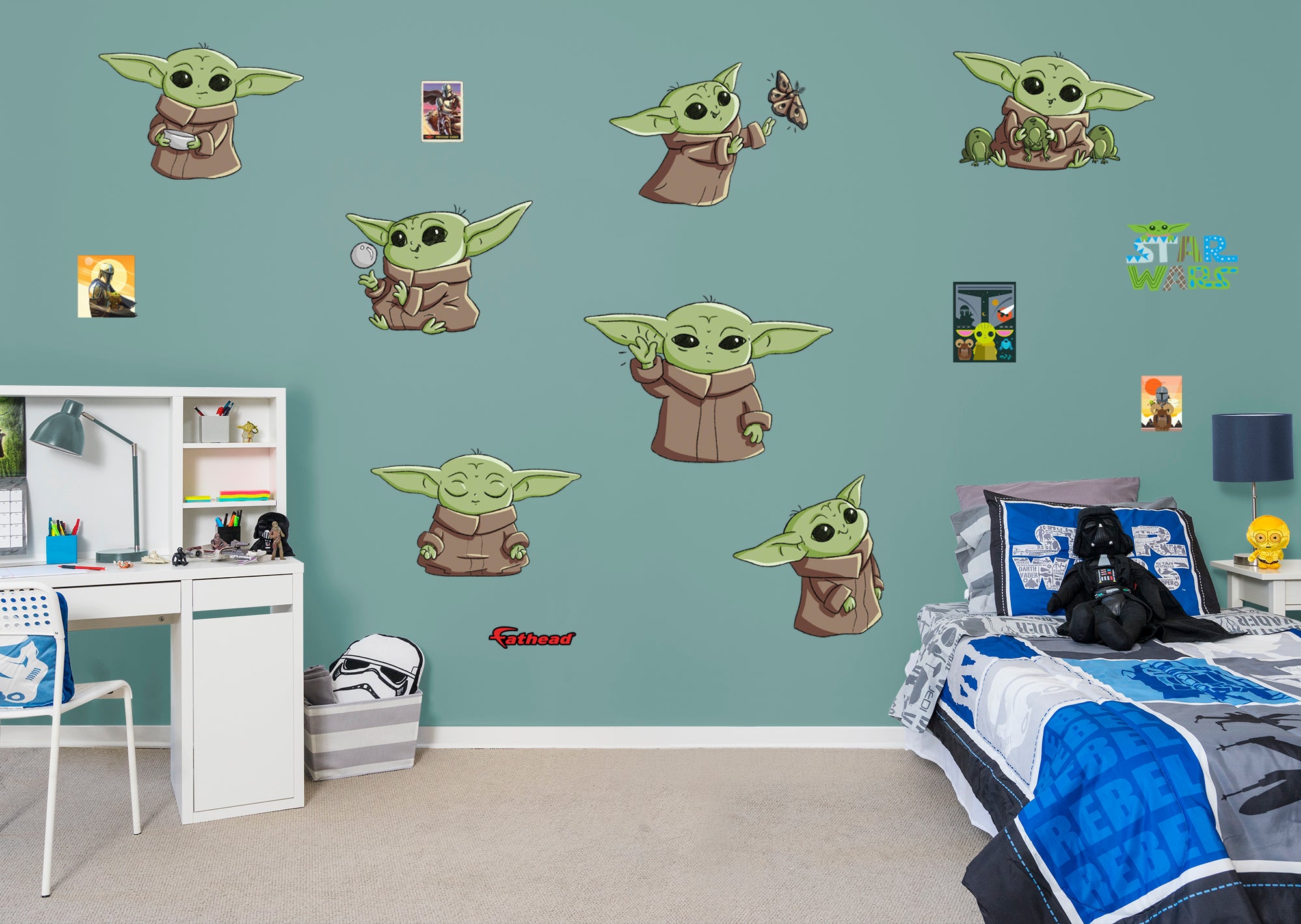 The Mandalorian The Child Cartoon Collection - Officially Licensed Star Wars Removable Wall Decal by Fathead | Vinyl