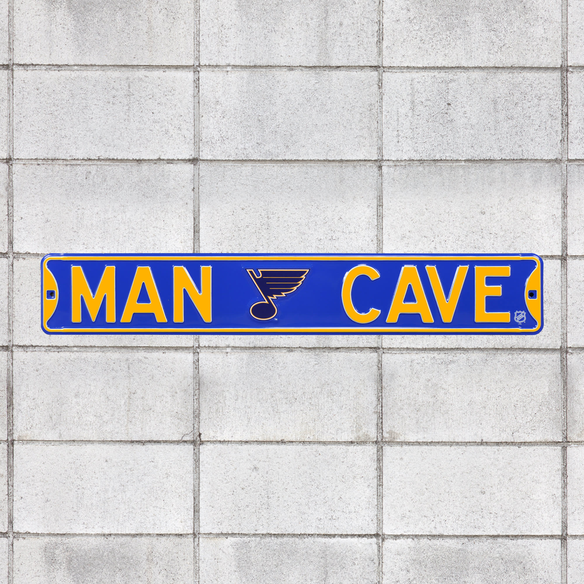 St. Louis Blues: Man Cave - Officially Licensed NHL Metal Street Sign 36.0"W x 6.0"H by Fathead | 100% Steel