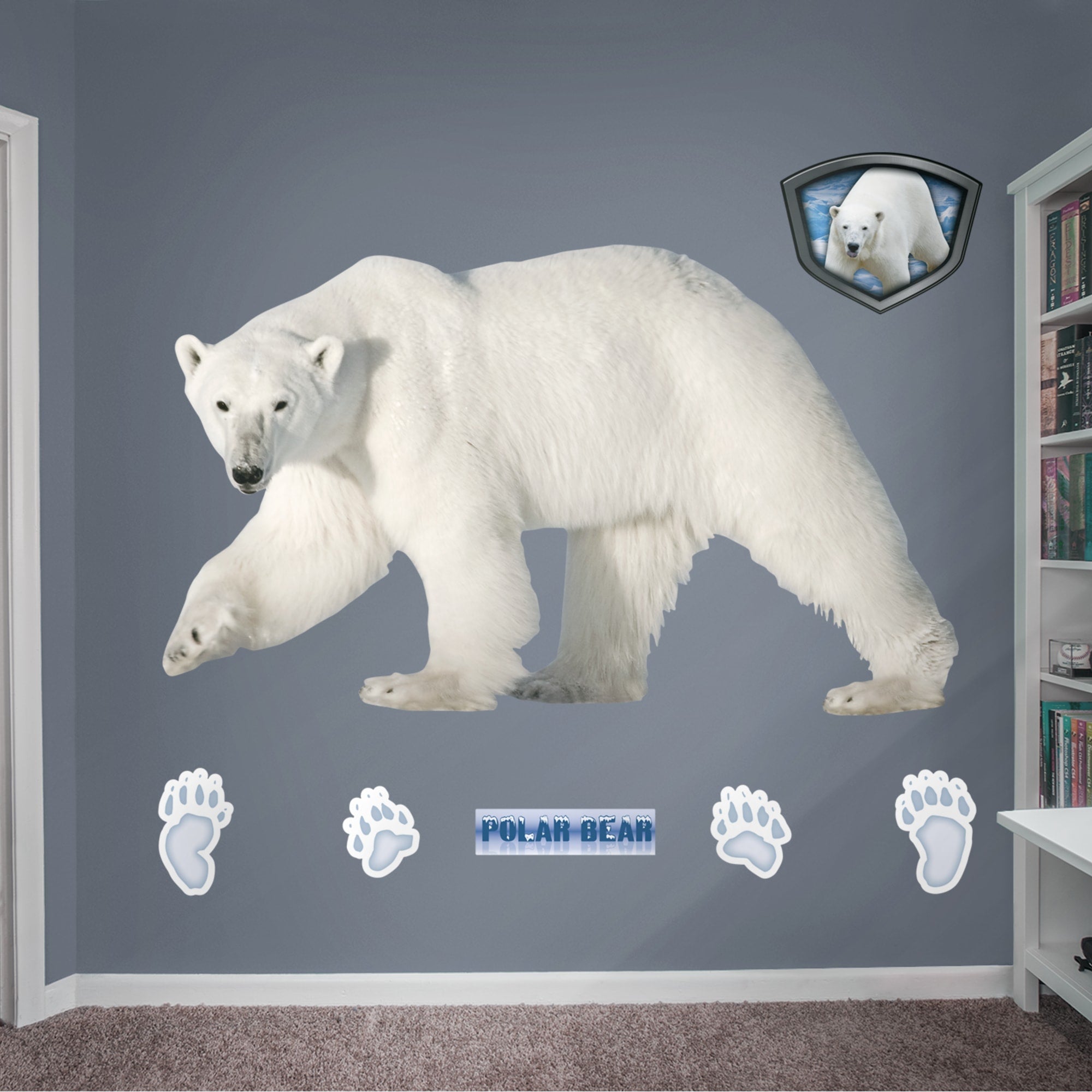 Polar Bear - Removable Vinyl Decal Life-Size Animal + 5 Decals (78"W x 47"H) by Fathead