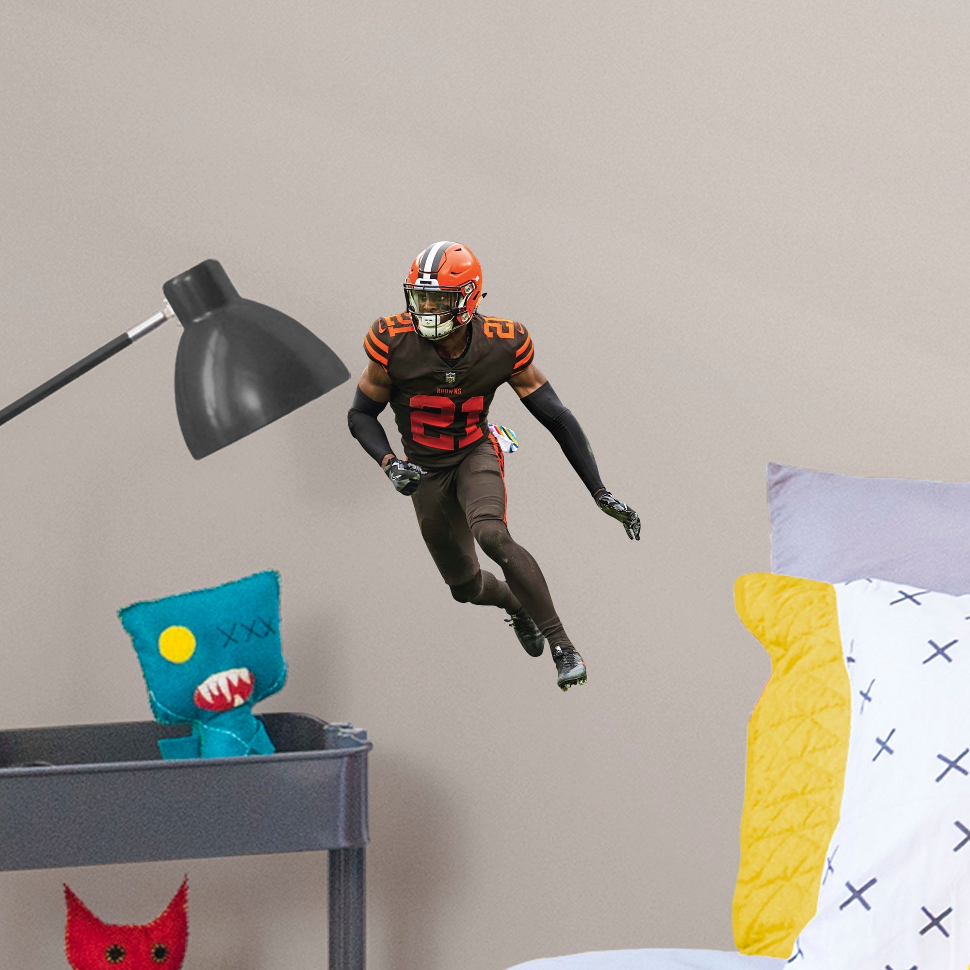 Denzel Ward for Cleveland Browns - Officially Licensed NFL Removable Wall Decal Large by Fathead | Vinyl