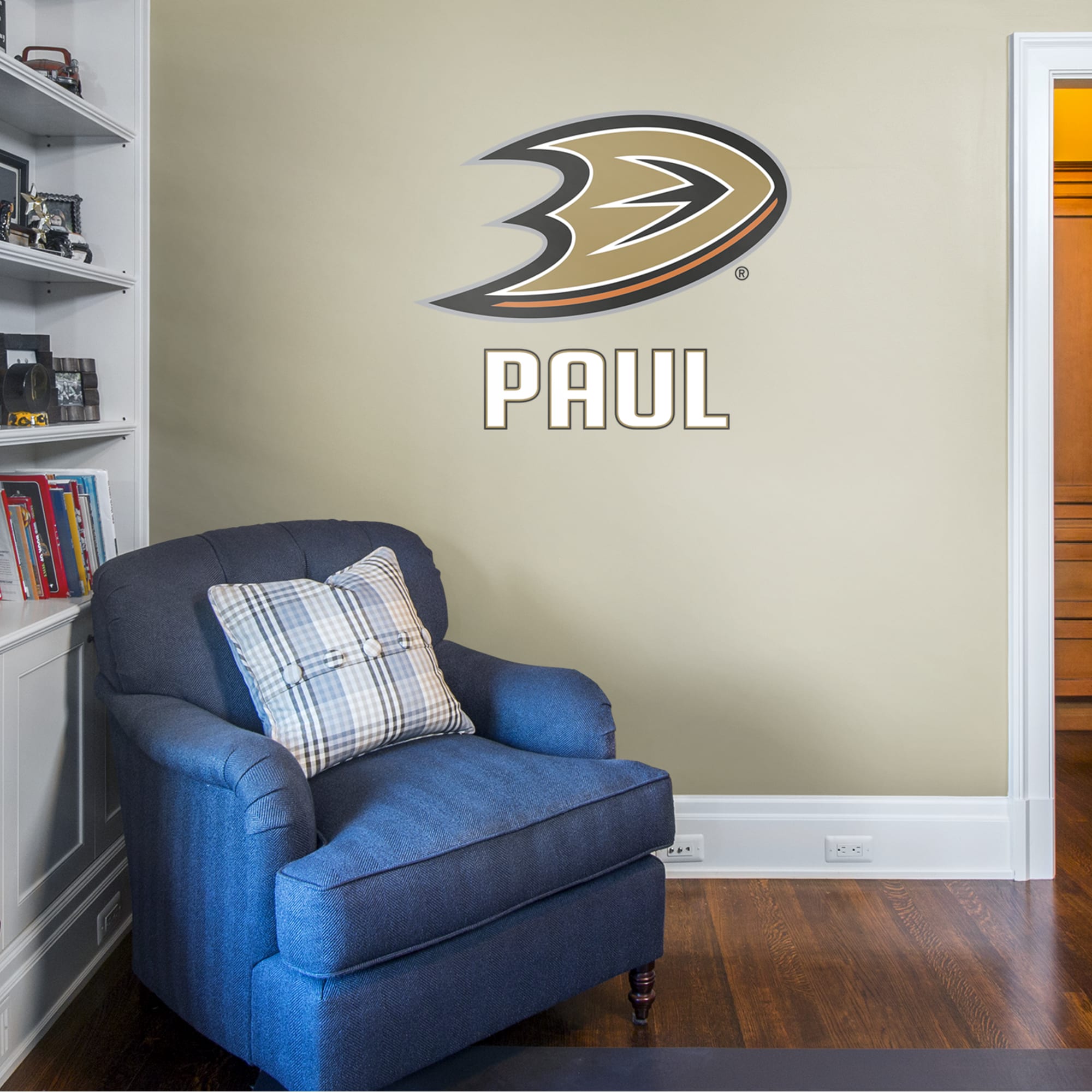 Anaheim Ducks: Stacked Personalized Name - Officially Licensed NHL Transfer Decal in White (39.5"W x 52"H) by Fathead | Vinyl