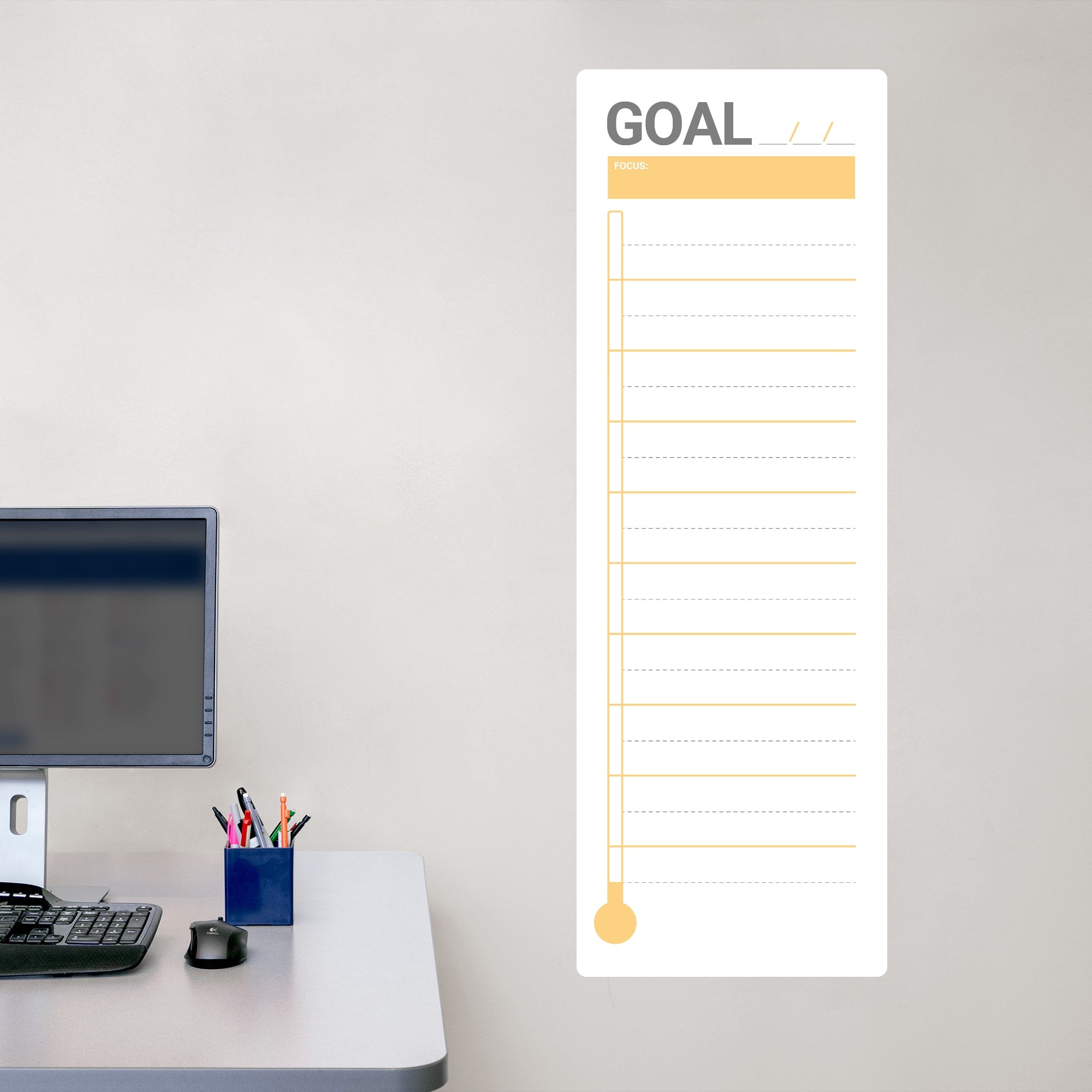 Goal Thermometer: Minamalist Design - Removable Dry Erase Vinyl Decal in Yellow by Fathead