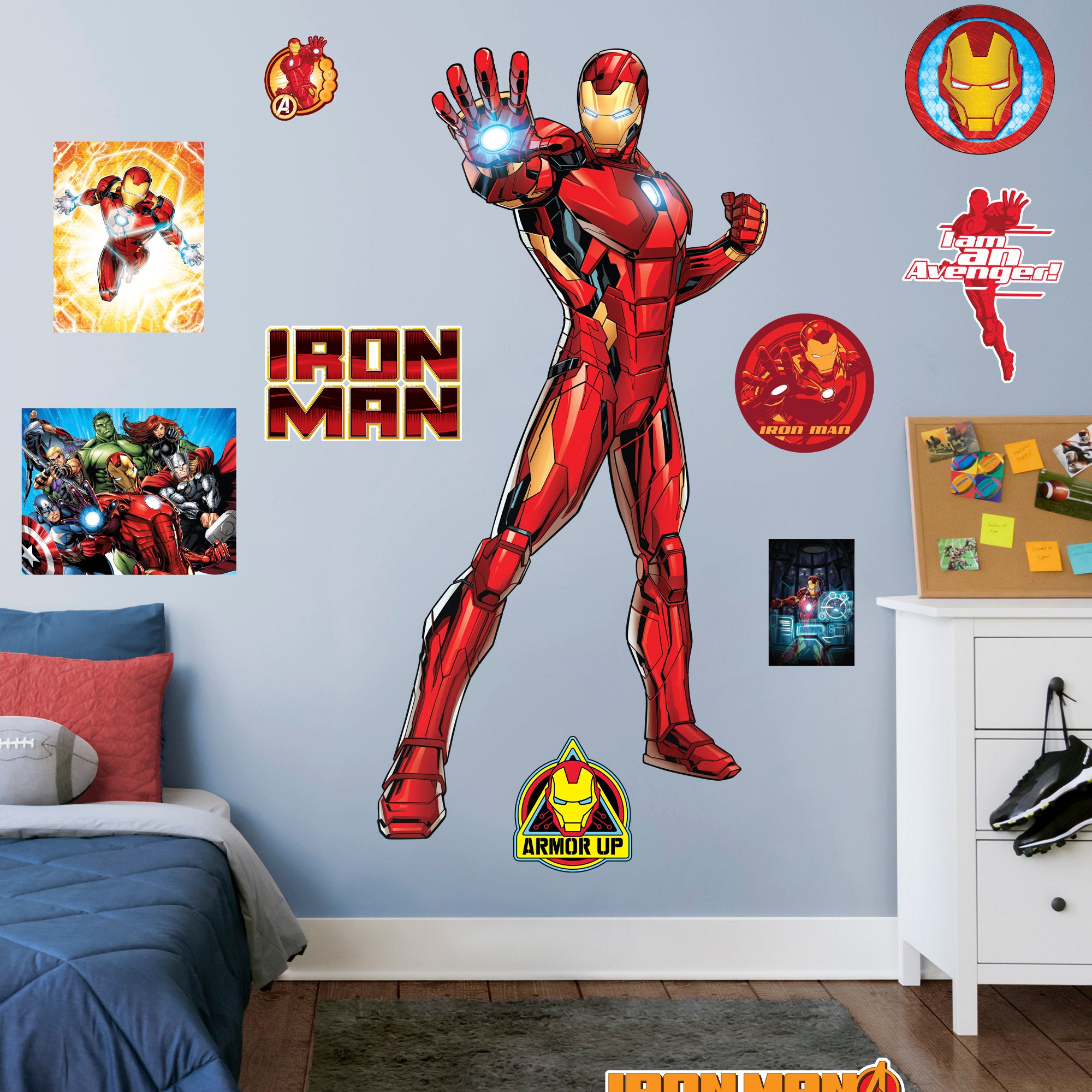 Iron Man: Avengers Core - Officially Licensed Removable Wall Life-Size Character + 10 Decals (38.5"W x 78"H) by Fathead | Vinyl