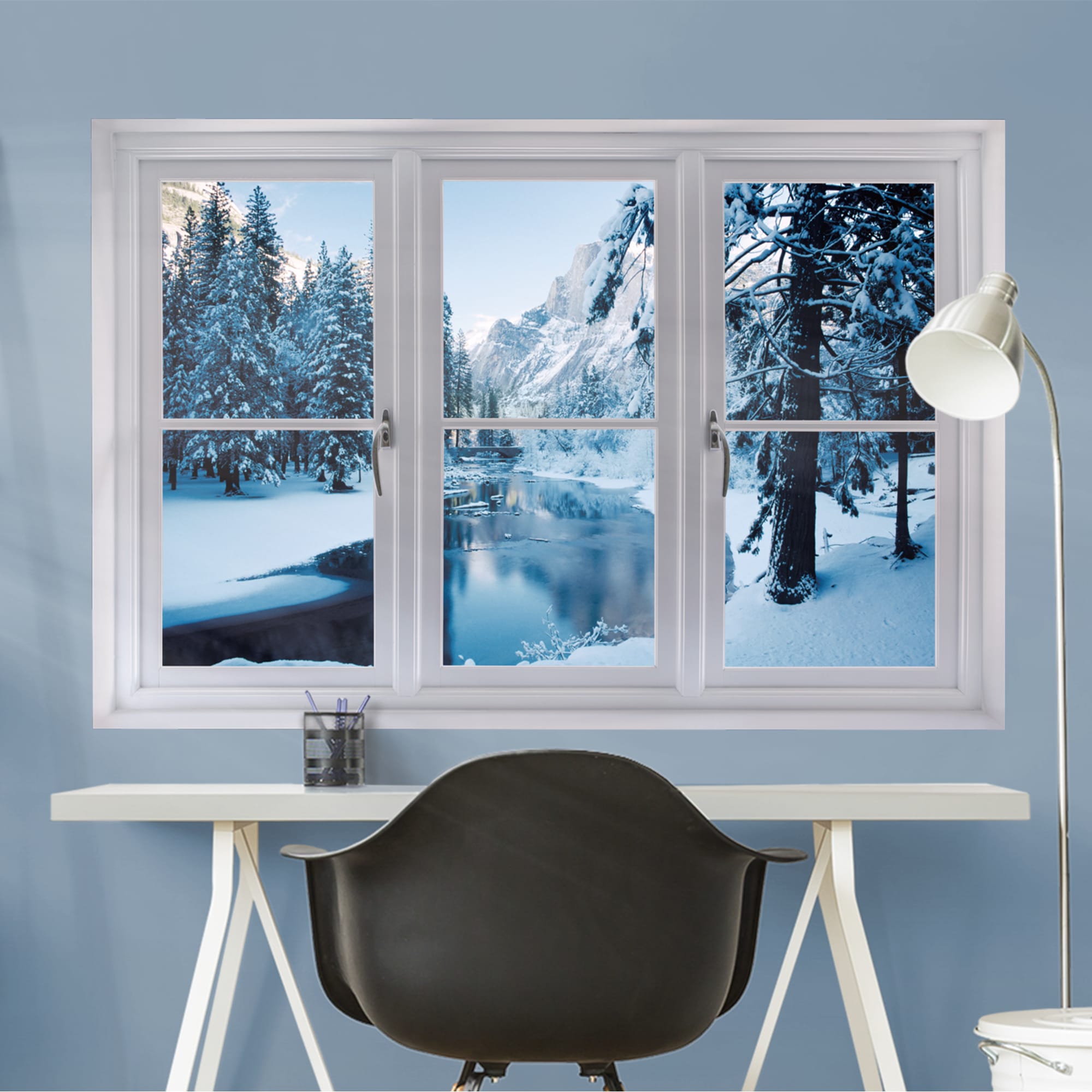 Instant Window: Merced River in Winter - Removable Wall Graphic 51.0"W x 34.0"H by Fathead | Vinyl