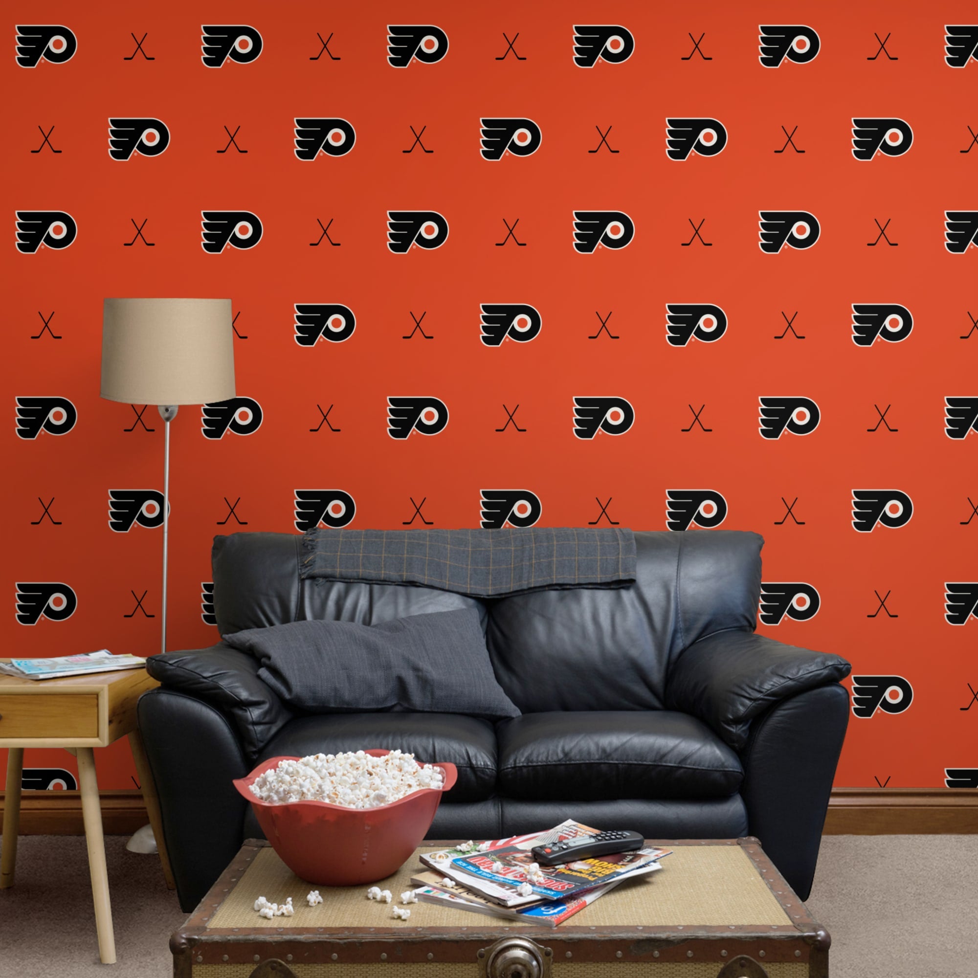 Philadelphia Flyers: Sticks Pattern - Officially Licensed NHL Removable Wallpaper 12" x 12" Sample by Fathead