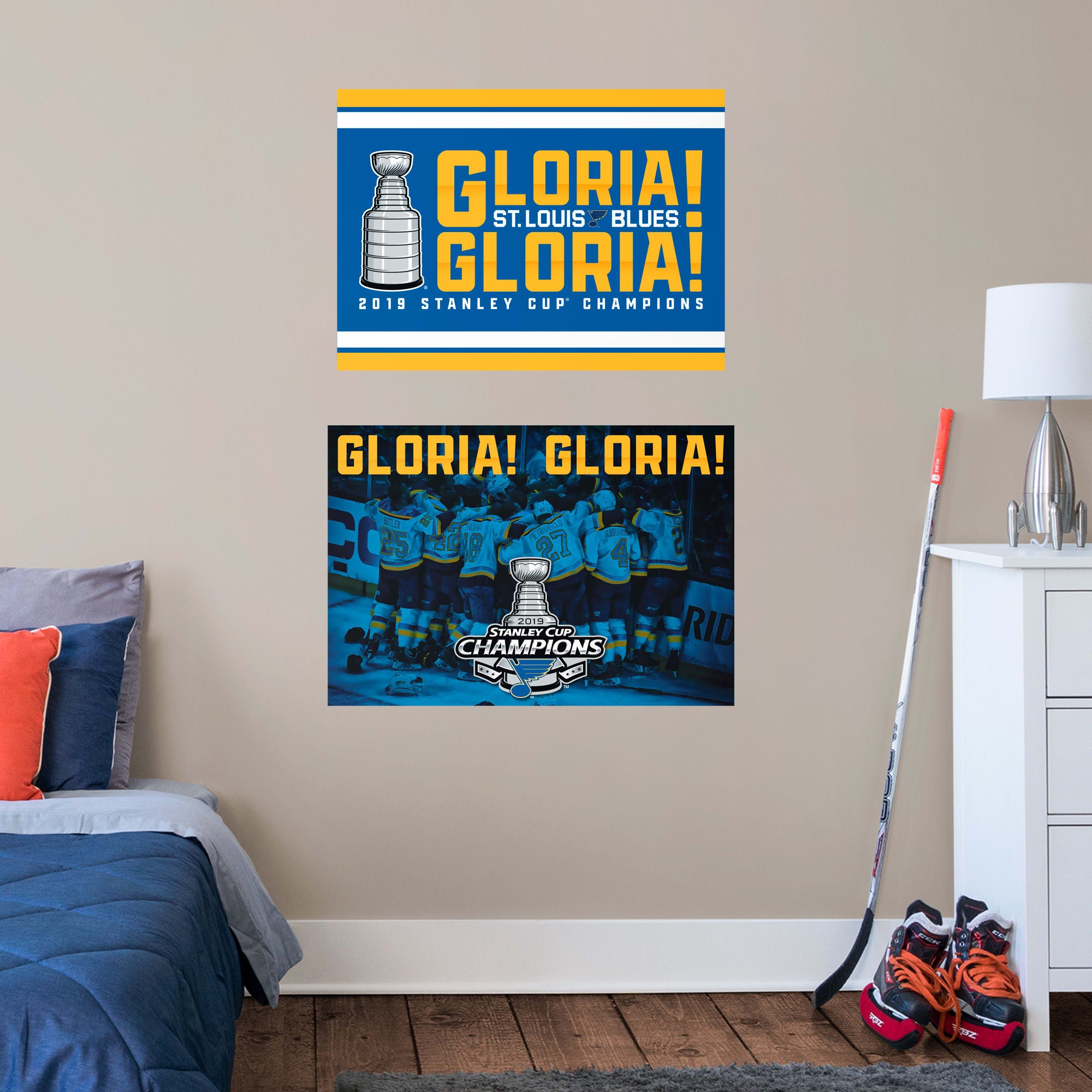 St. Louis Blues: Gloria 2019 Stanley Cup Champions Collection - Officially Licensed NHL Removable Wall Decal 34.0"W x 24.0"H b