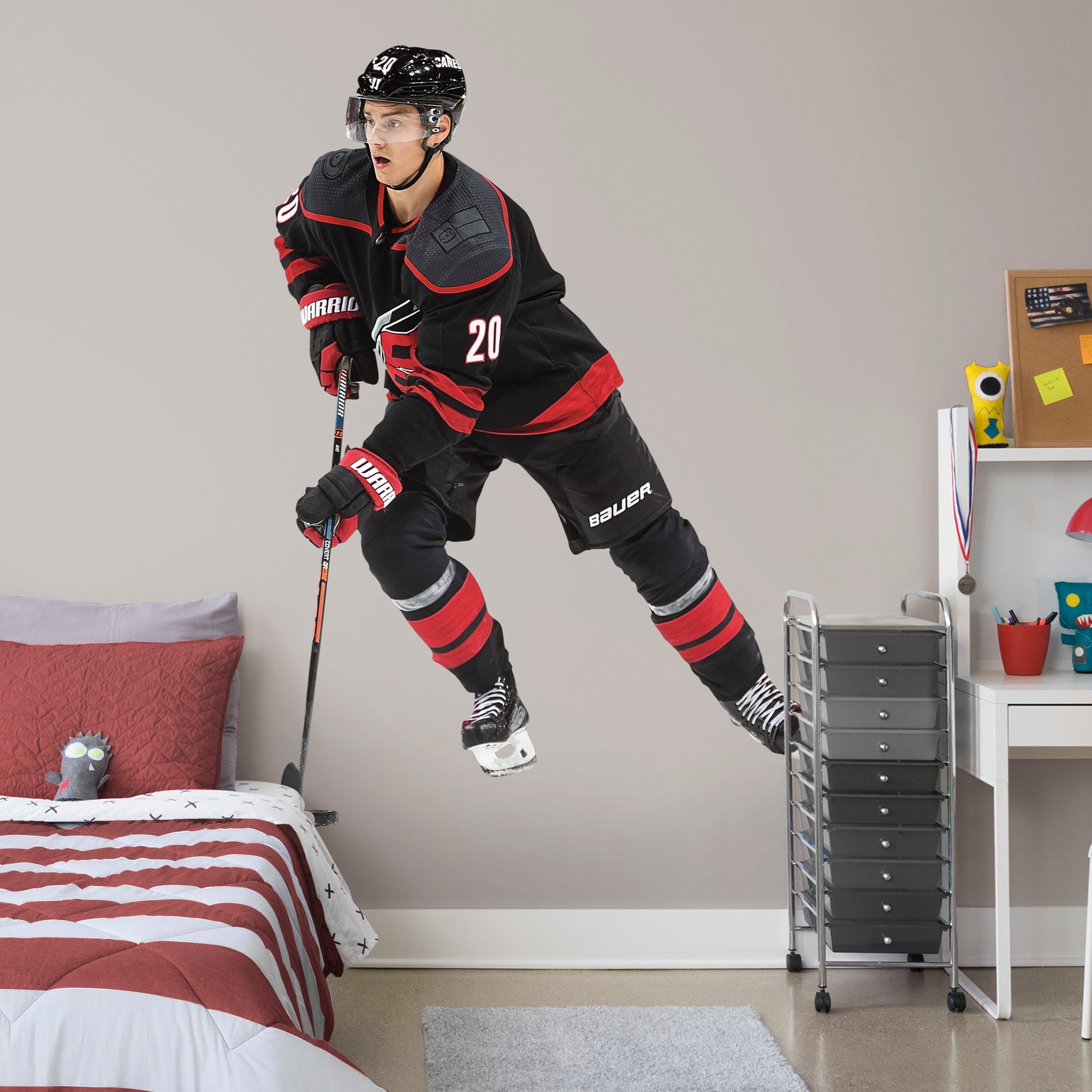 Sebastian Aho for Carolina Hurricanes - Officially Licensed NHL Removable Wall Decal Life-Size Athlete + 2 Decals (55"W x 80"H)