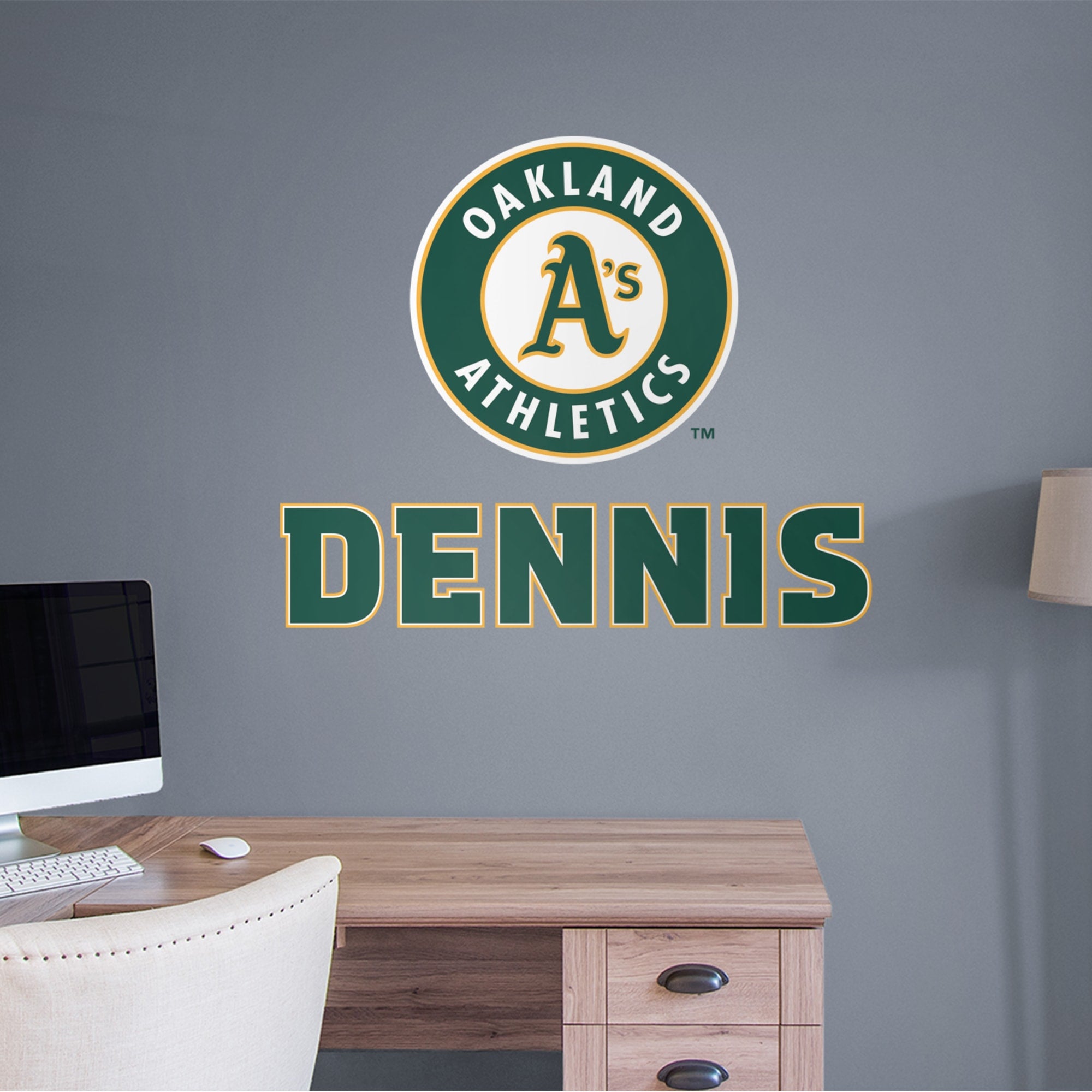 Oakland Athletics: Stacked Personalized Name - Officially Licensed MLB Transfer Decal in Green (52"W x 39.5"H) by Fathead | Viny