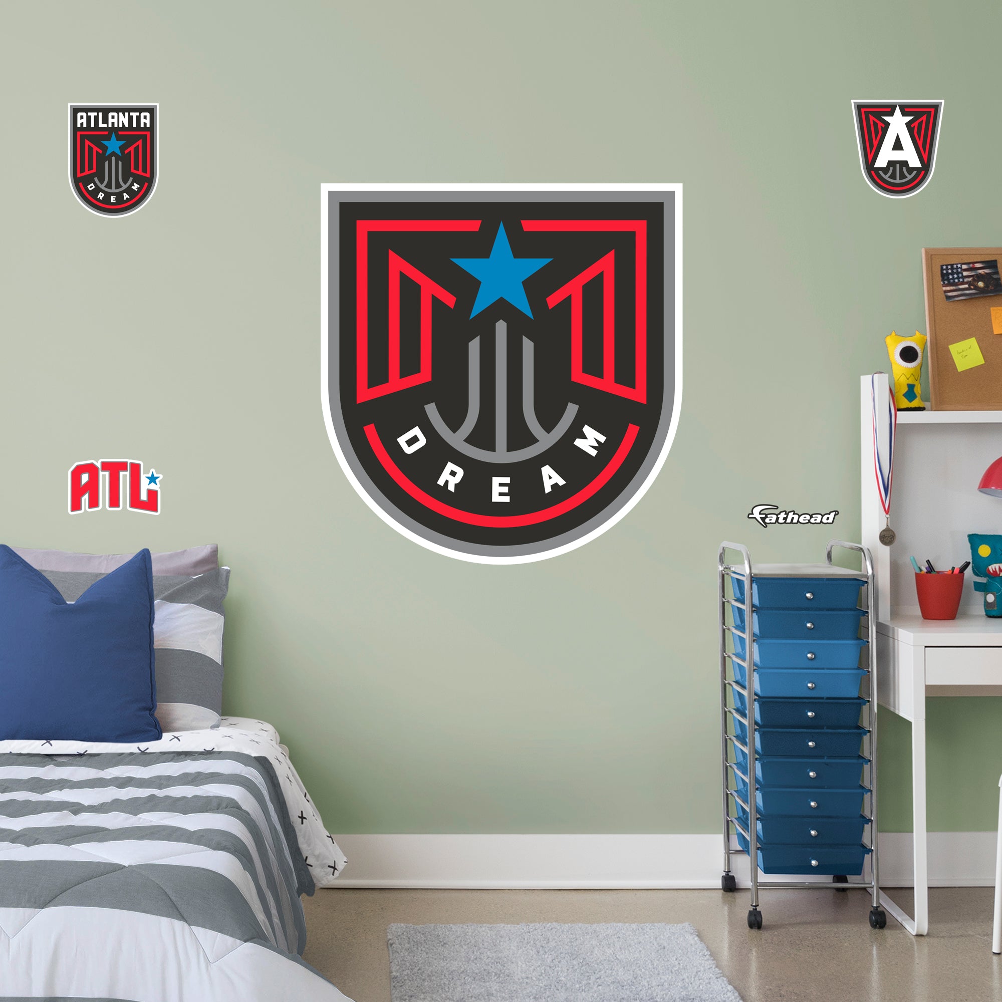 Atlanta Dream: Logo - Officially Licensed WNBA Removable Wall Decal Giant + 4 Decals by Fathead | Vinyl