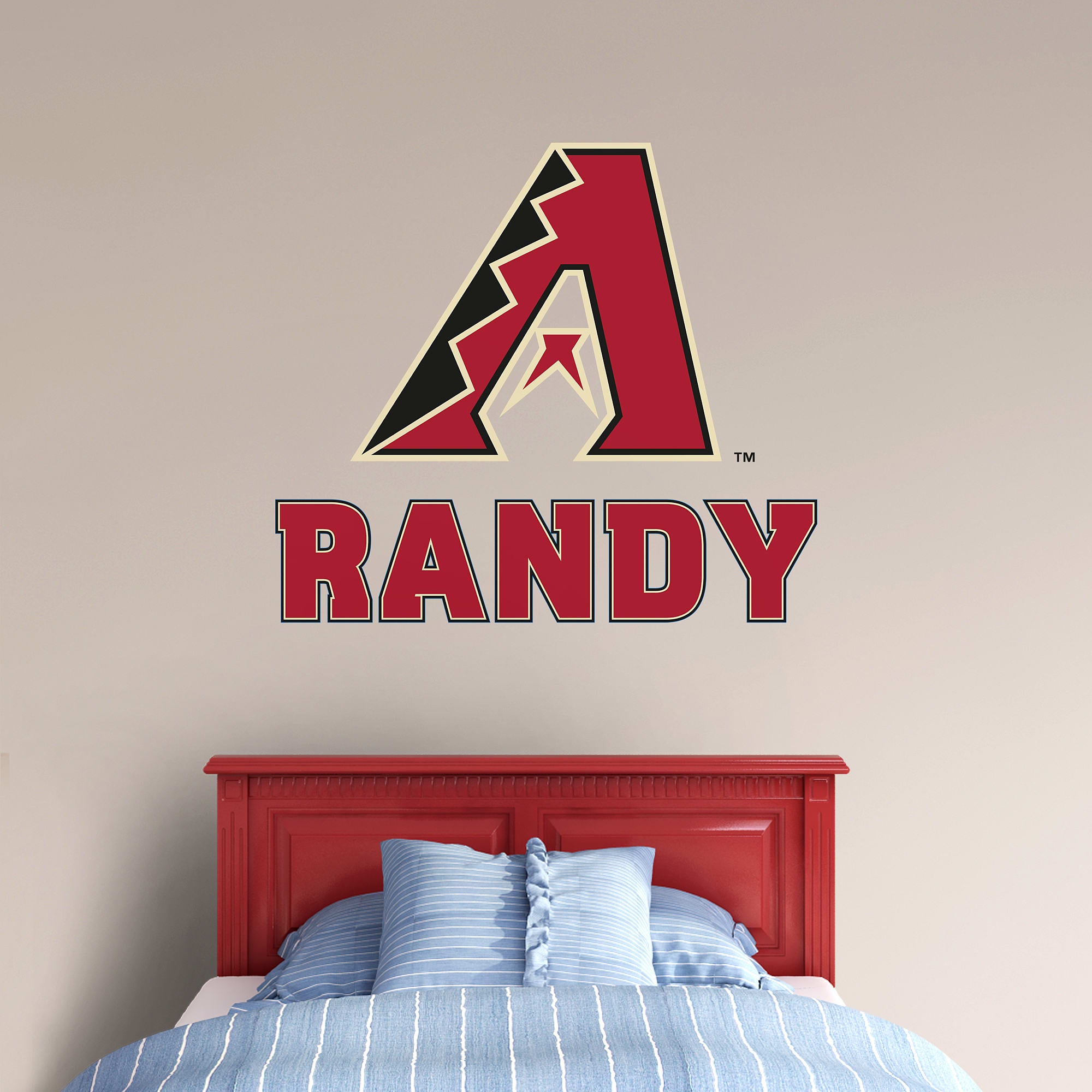Arizona Diamondbacks: Stacked Personalized Name - Officially Licensed MLB Transfer Decal in Red (52"W x 39.5"H) by Fathead | Vin