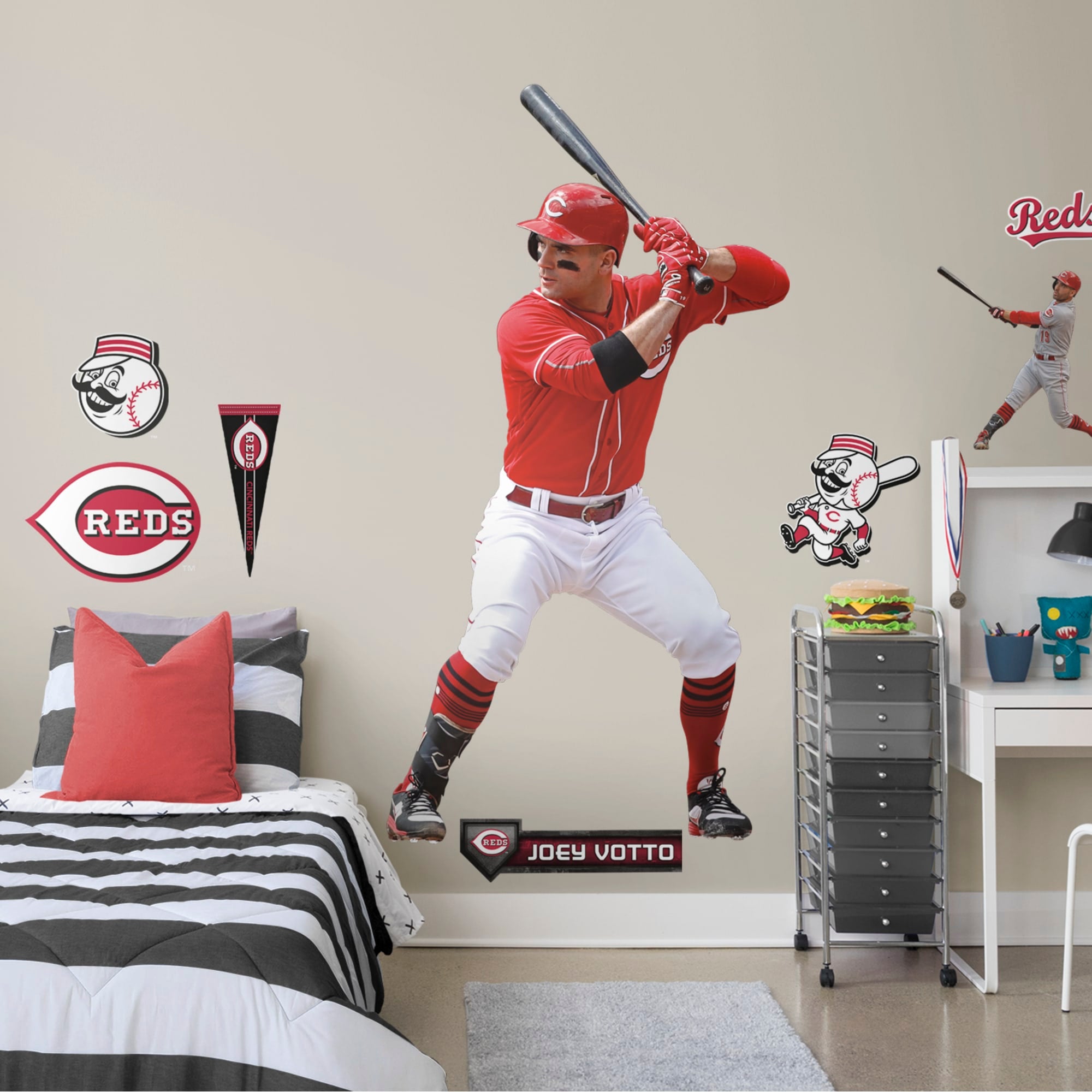 Joey Votto for Cincinnati Reds - Officially Licensed MLB Removable Wall Decal Life-Size Athlete + 11 Decals (45"W x 85"H) by Fat