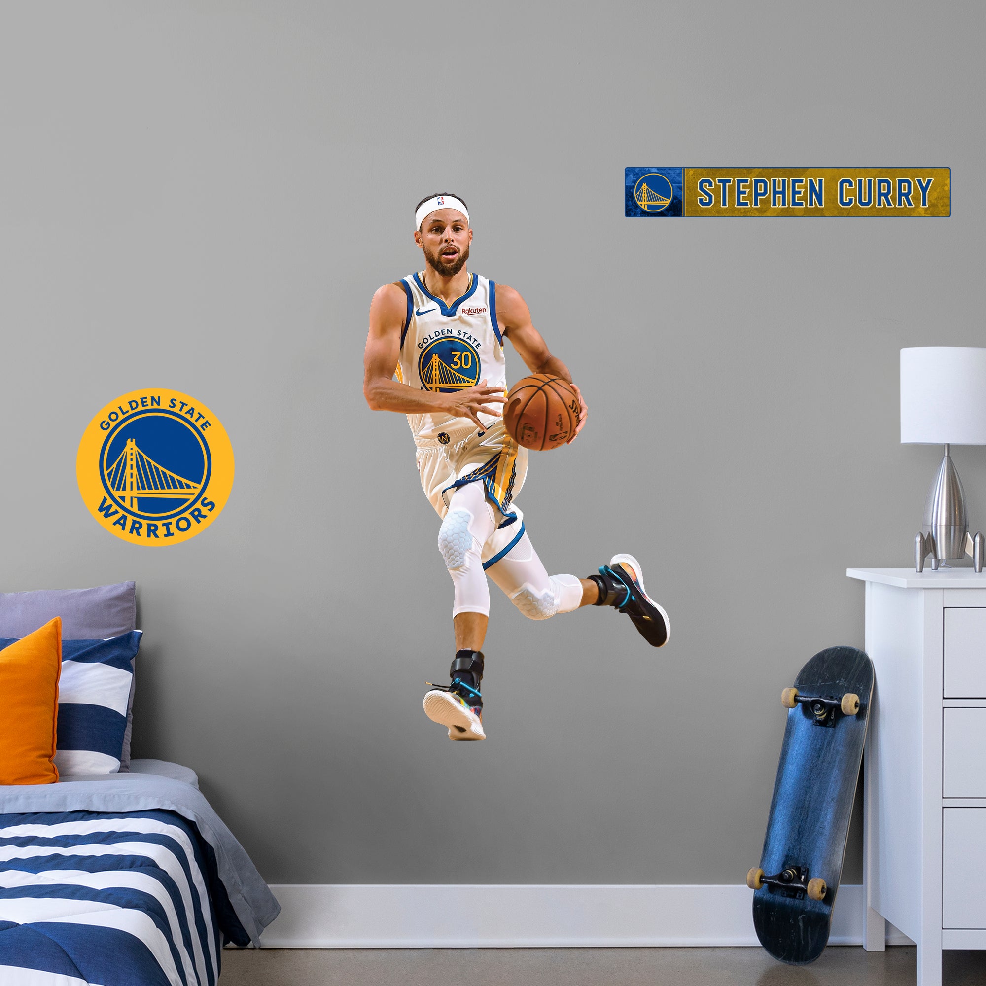 Stephen Curry 2020 - Officially Licensed NBA Removable Wall Decal Giant Athlete + 2 Decals (29"W x 51"H) by Fathead | Vinyl