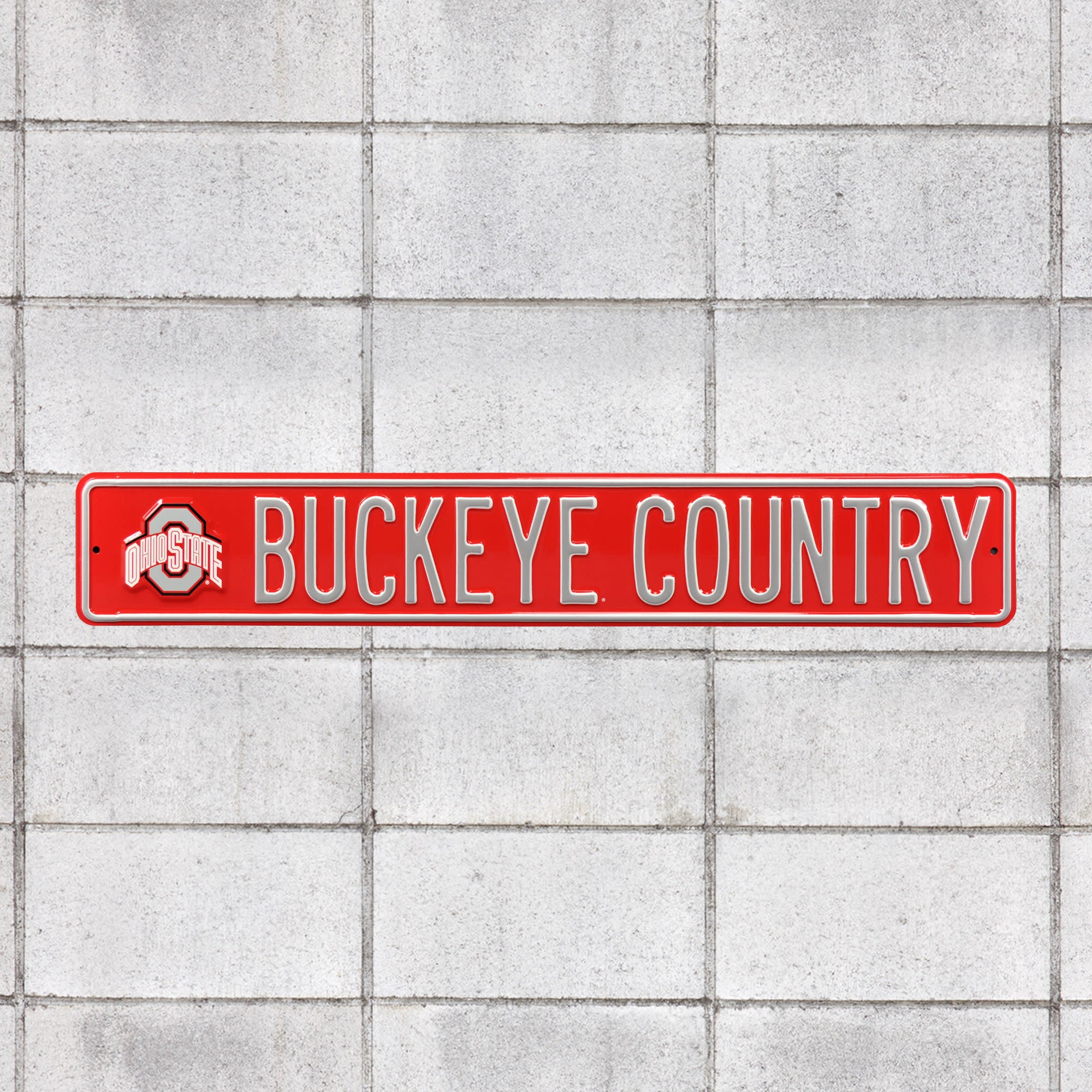Ohio State Buckeyes: Buckeye Country - Officially Licensed Metal Street Sign 36.0"W x 6.0"H by Fathead | 100% Steel