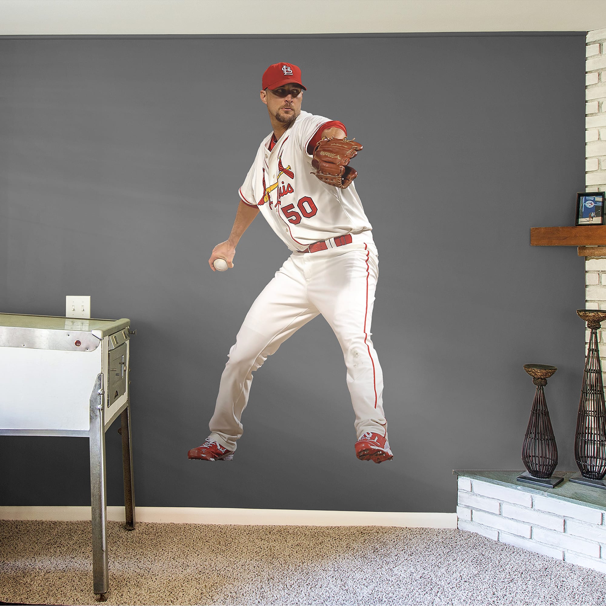 Adam Wainwright for St. Louis Cardinals - Officially Licensed MLB Removable Wall Decal Giant Athlete + 2 Decals (26"W x 51"H) by