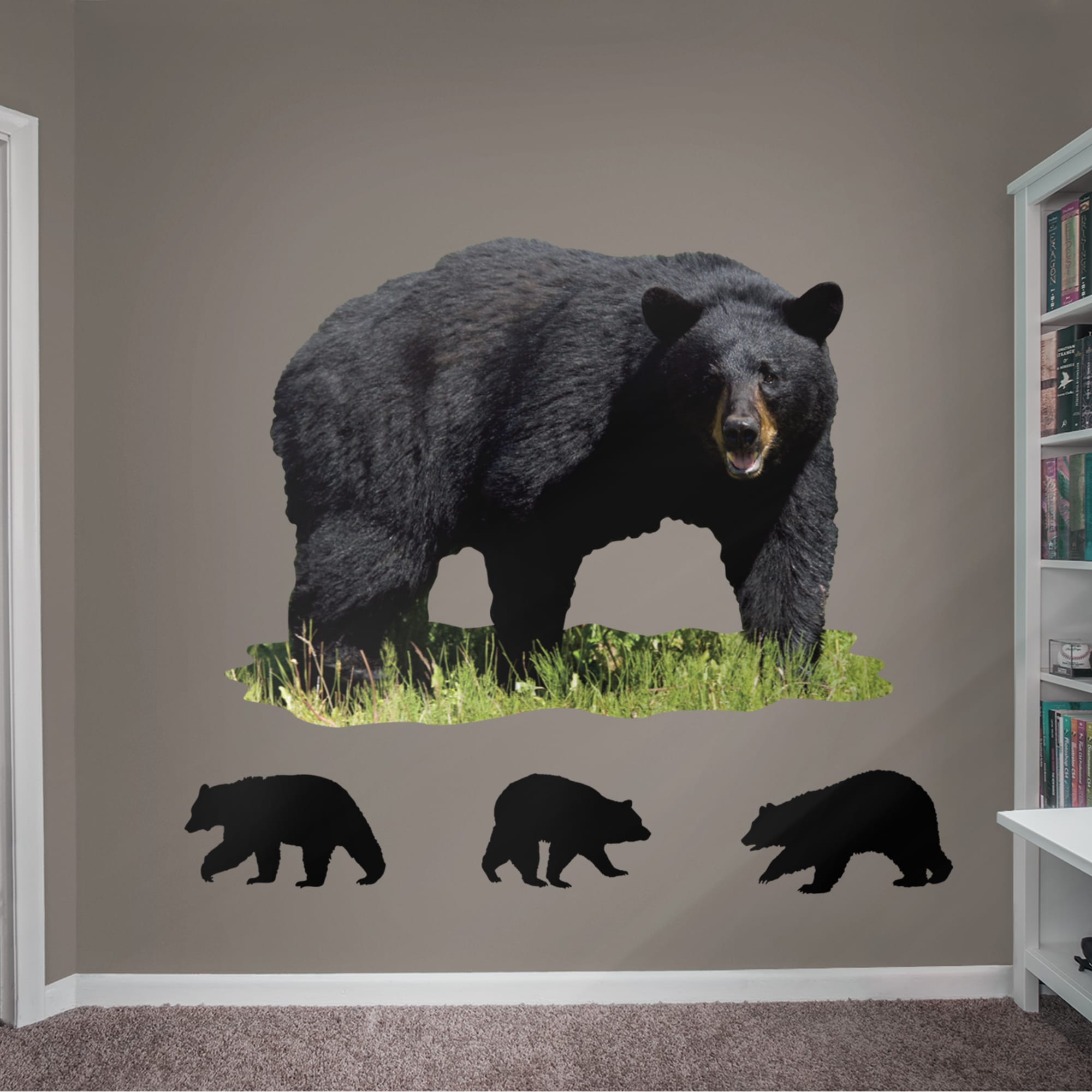 Black Bear - Removable Vinyl Decal Huge Animal + 3 Decals (65"W x 48"H) by Fathead