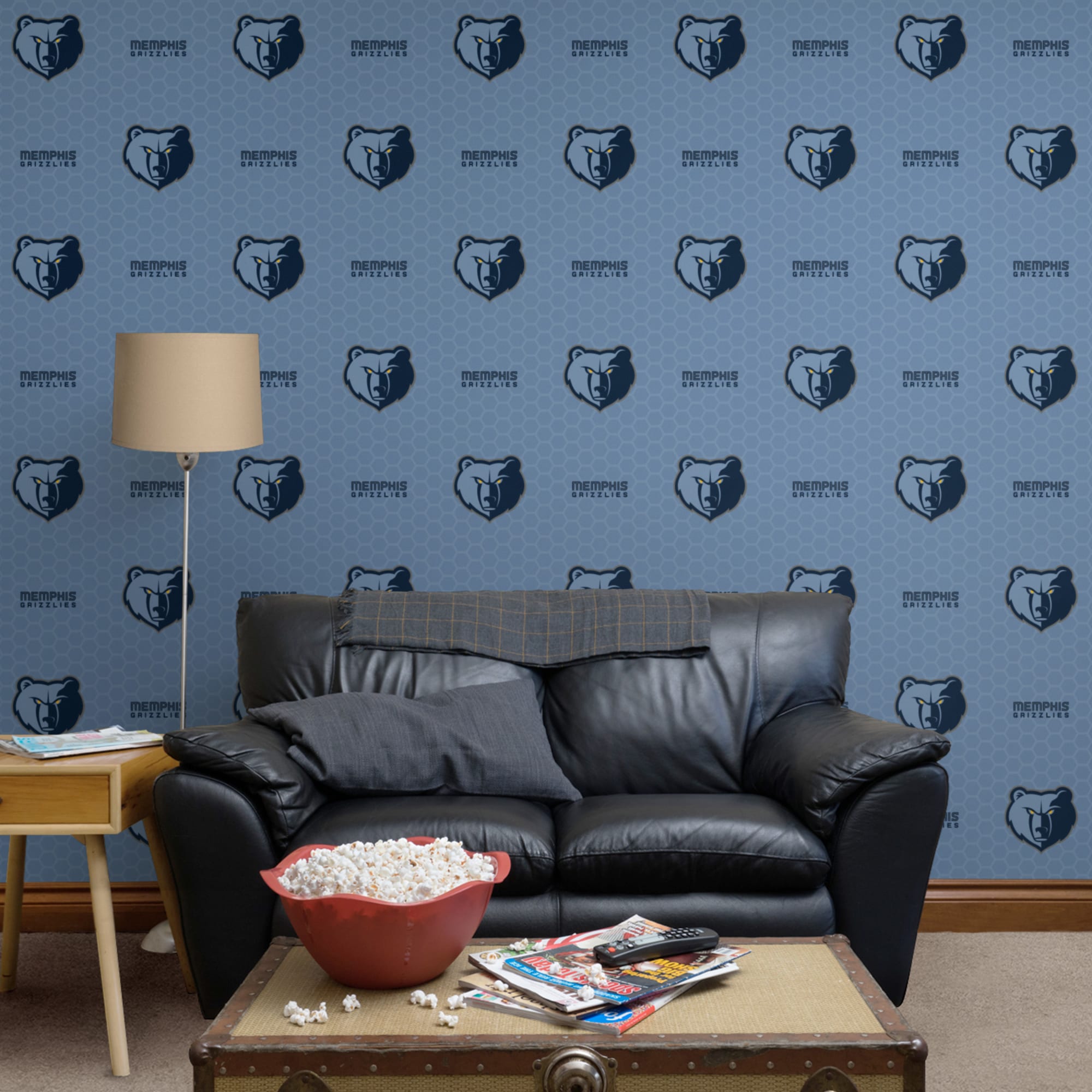 Memphis Grizzlies: Logo Pattern - Officially Licensed Removable Wallpaper 12" x 12" Sample by Fathead